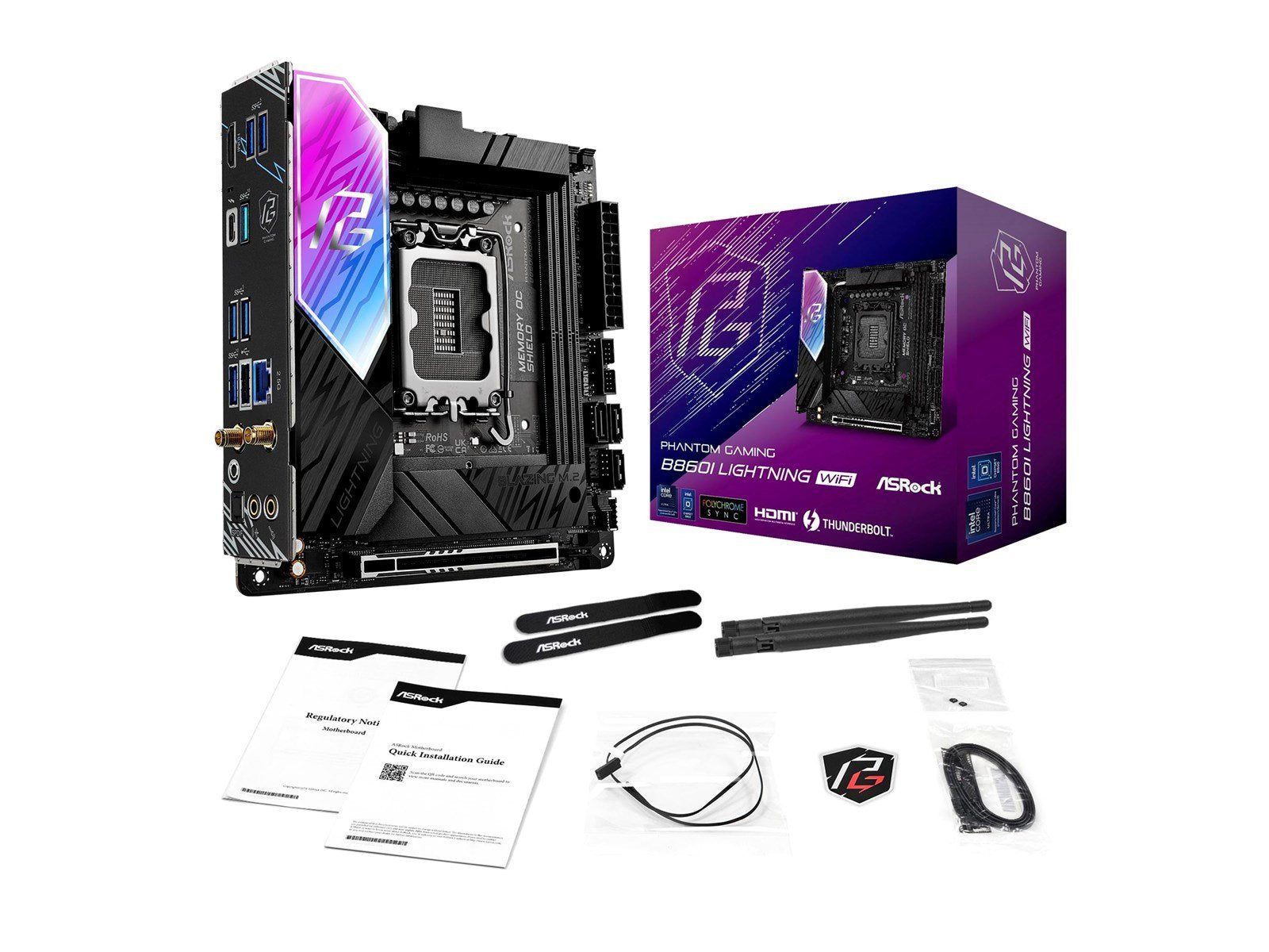 ASRock B860I Lightning WiFi Mainboard - Intel B860 - Intel LGA1851 socket - DDR5 RAM - Mini-ITX