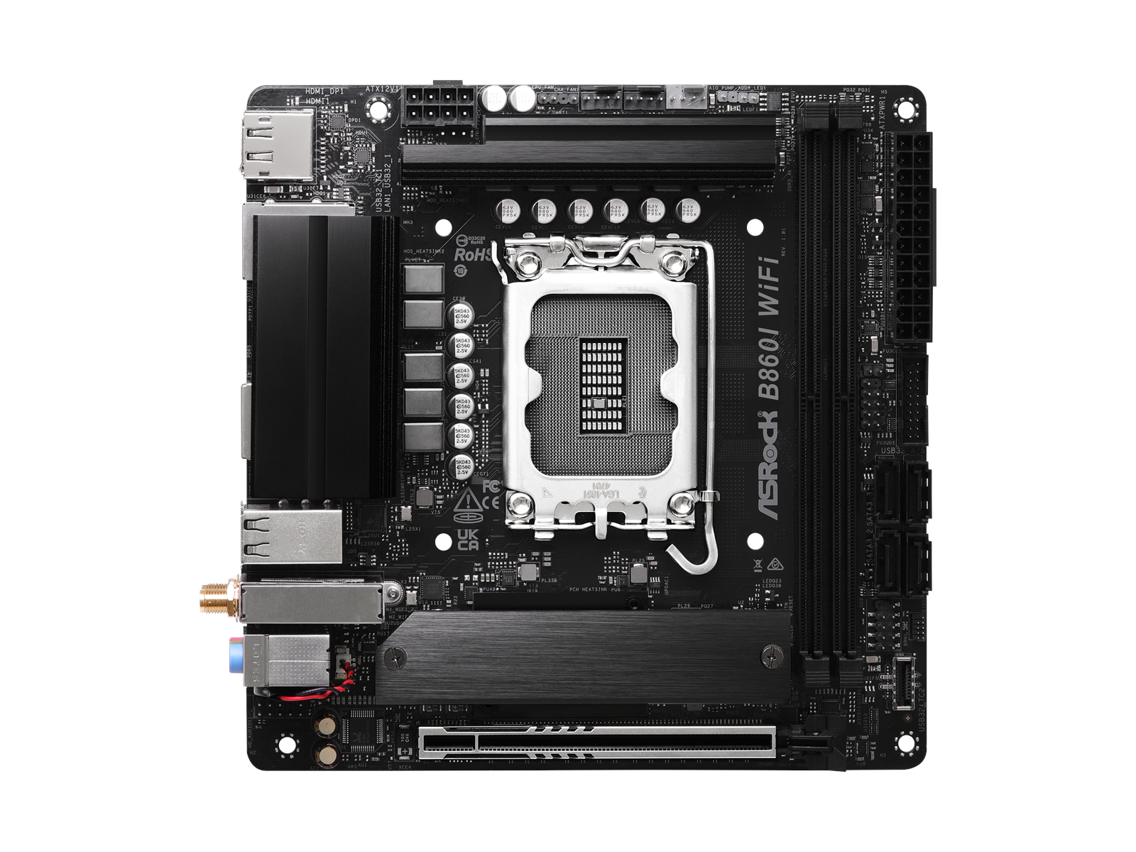 ASRock B860I WiFi Mainboard - Intel B860 - Intel LGA1851 socket - DDR5 RAM - Mini-ITX