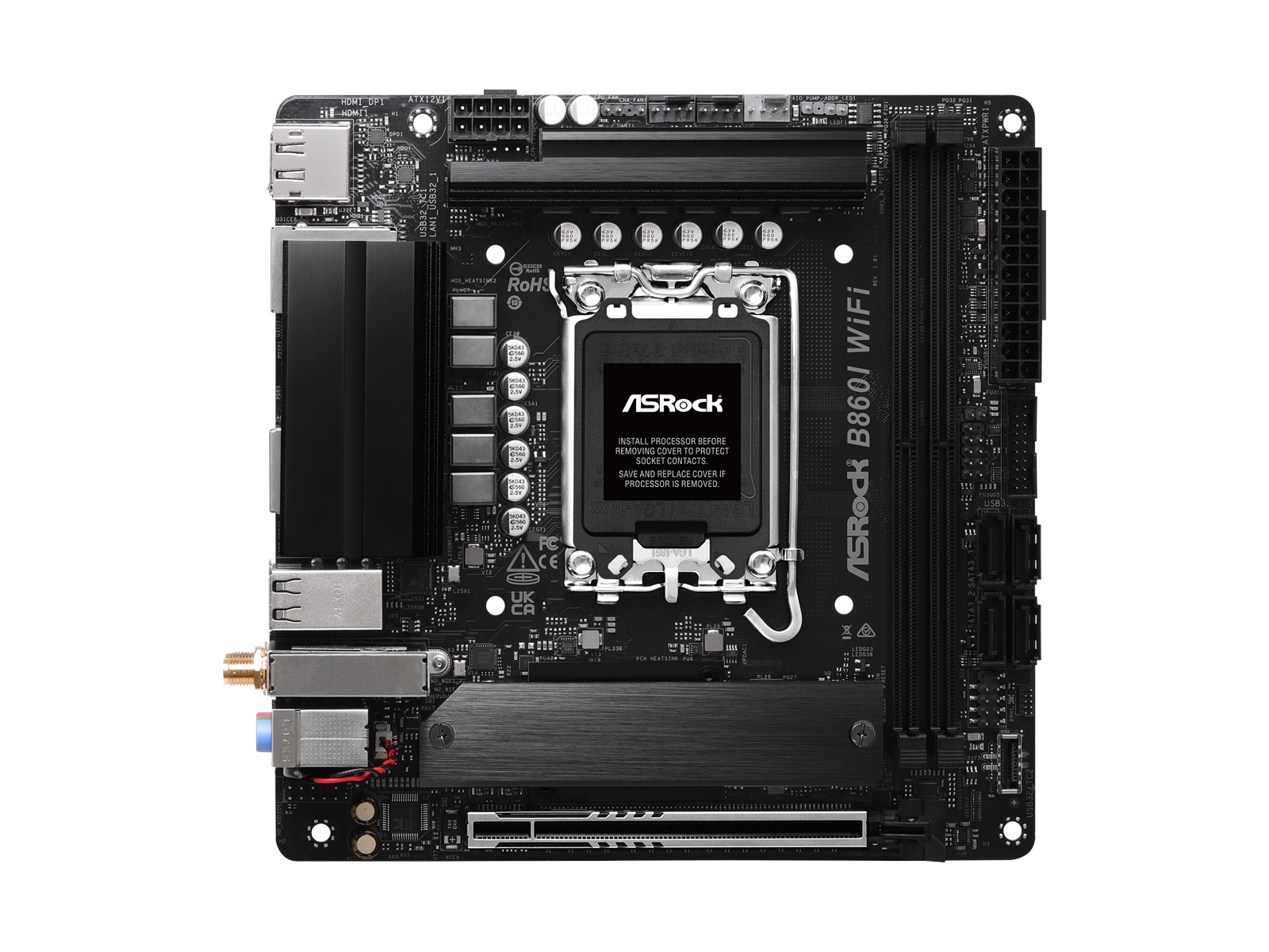 ASRock B860I WiFi Mainboard - Intel B860 - Intel LGA1851 socket - DDR5 RAM - Mini-ITX