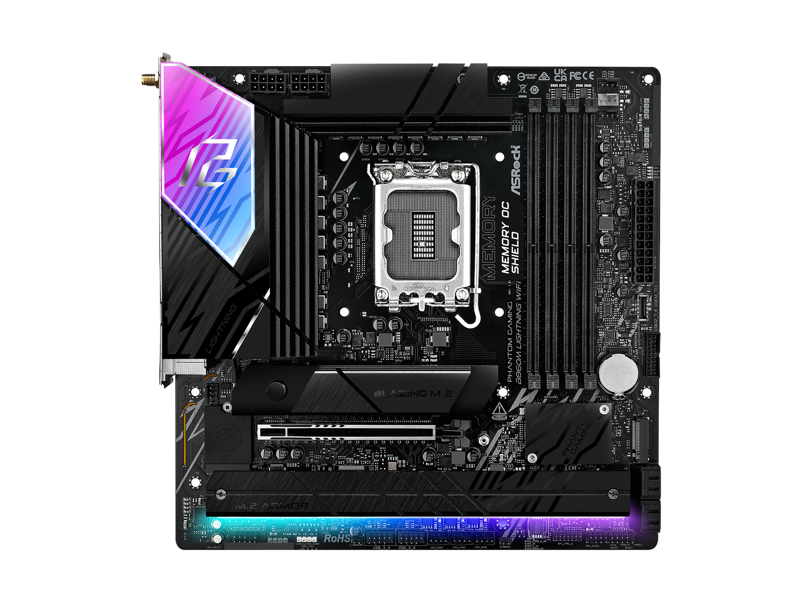 ASRock B860M Lightning WiFi Mainboard - Intel B860 - Intel LGA1851 socket - DDR5 RAM - Micro-ATX