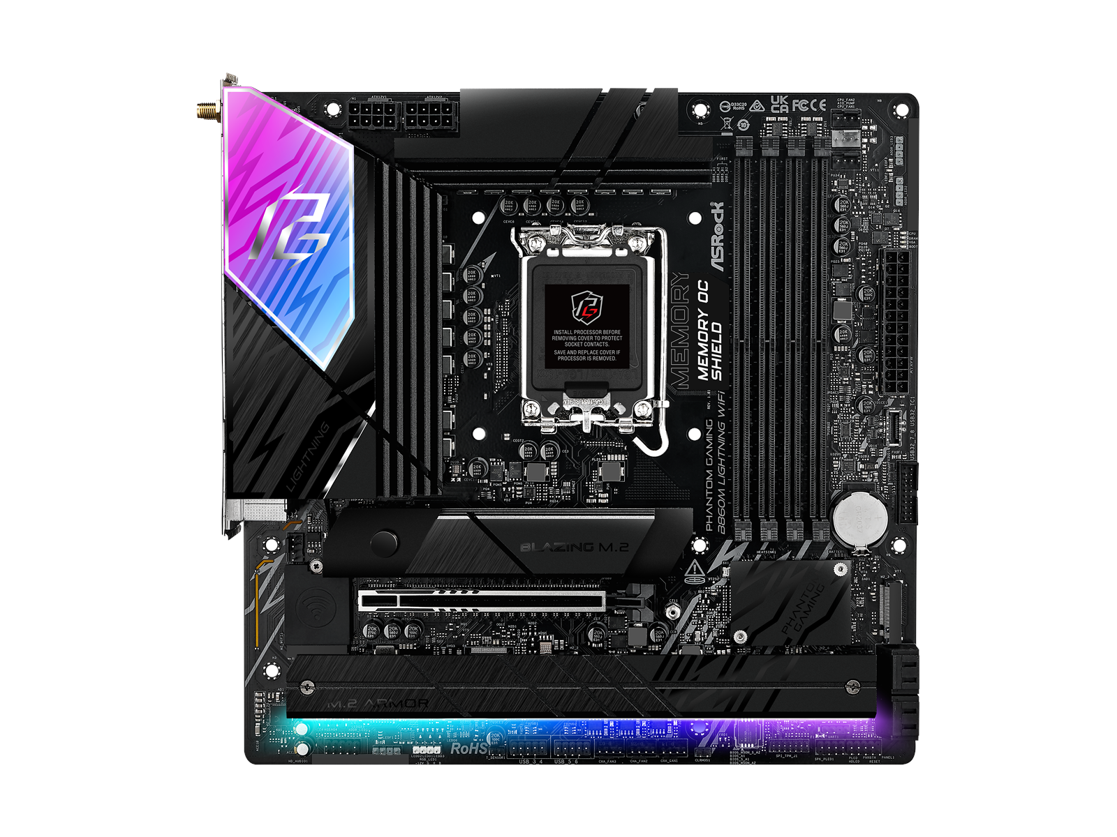 ASRock B860M Lightning WiFi Mainboard - Intel B860 - Intel LGA1851 socket - DDR5 RAM - Micro-ATX