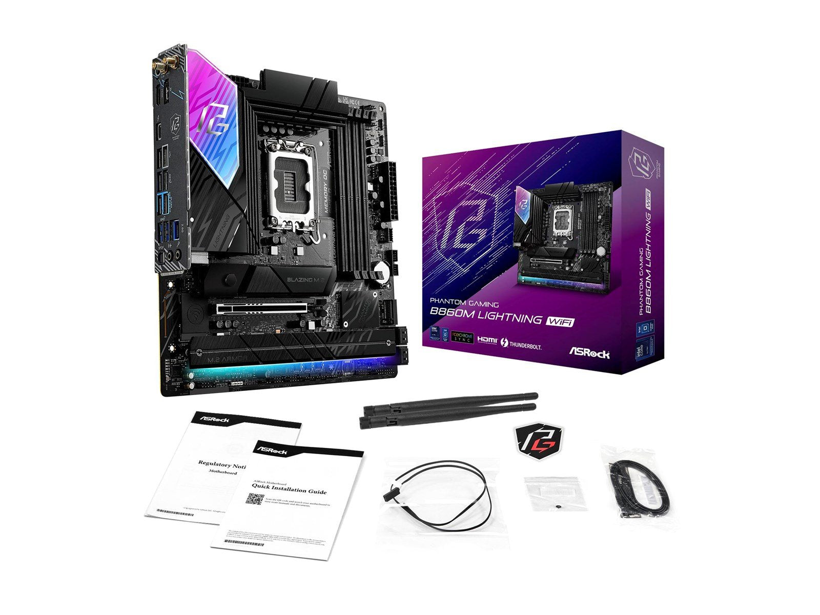 ASRock B860M Lightning WiFi Mainboard - Intel B860 - Intel LGA1851 socket - DDR5 RAM - Micro-ATX