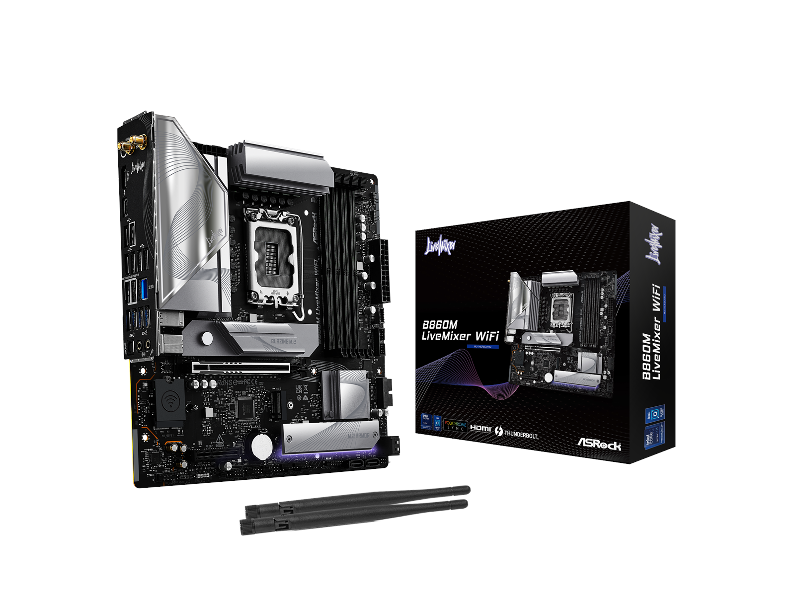 ASRock B860M LiveMixer WiFi Mainboard - Intel B860 - Intel LGA1851 socket - DDR5 RAM - Micro-ATX