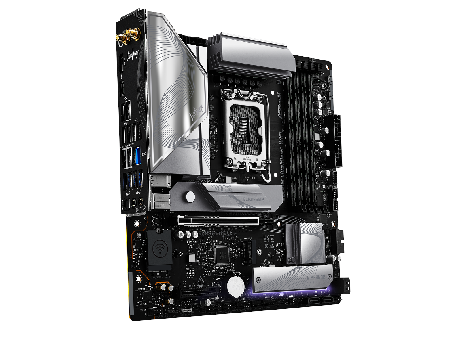 ASRock B860M LiveMixer WiFi Mainboard - Intel B860 - Intel LGA1851 socket - DDR5 RAM - Micro-ATX