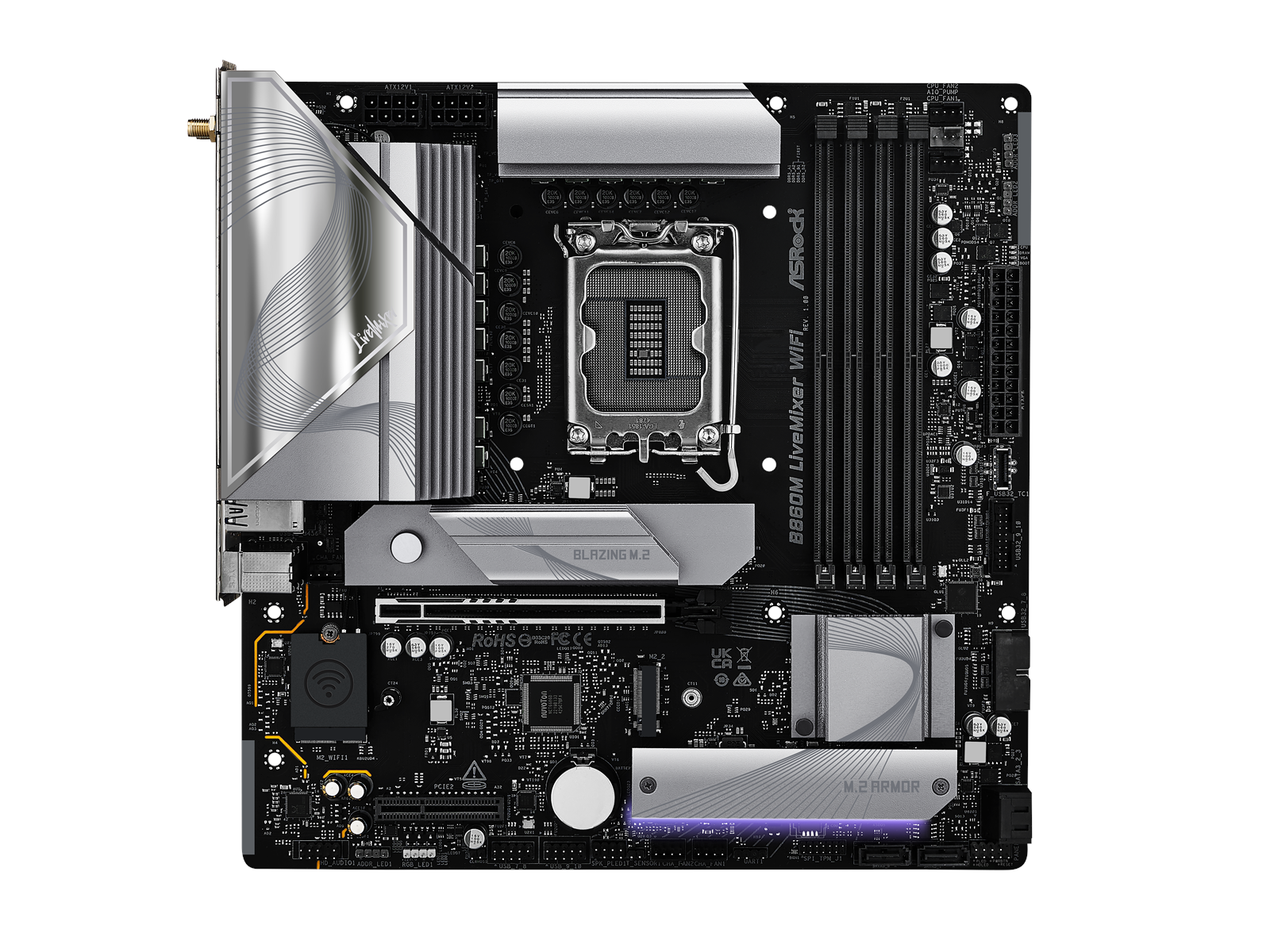 ASRock B860M LiveMixer WiFi Mainboard - Intel B860 - Intel LGA1851 socket - DDR5 RAM - Micro-ATX