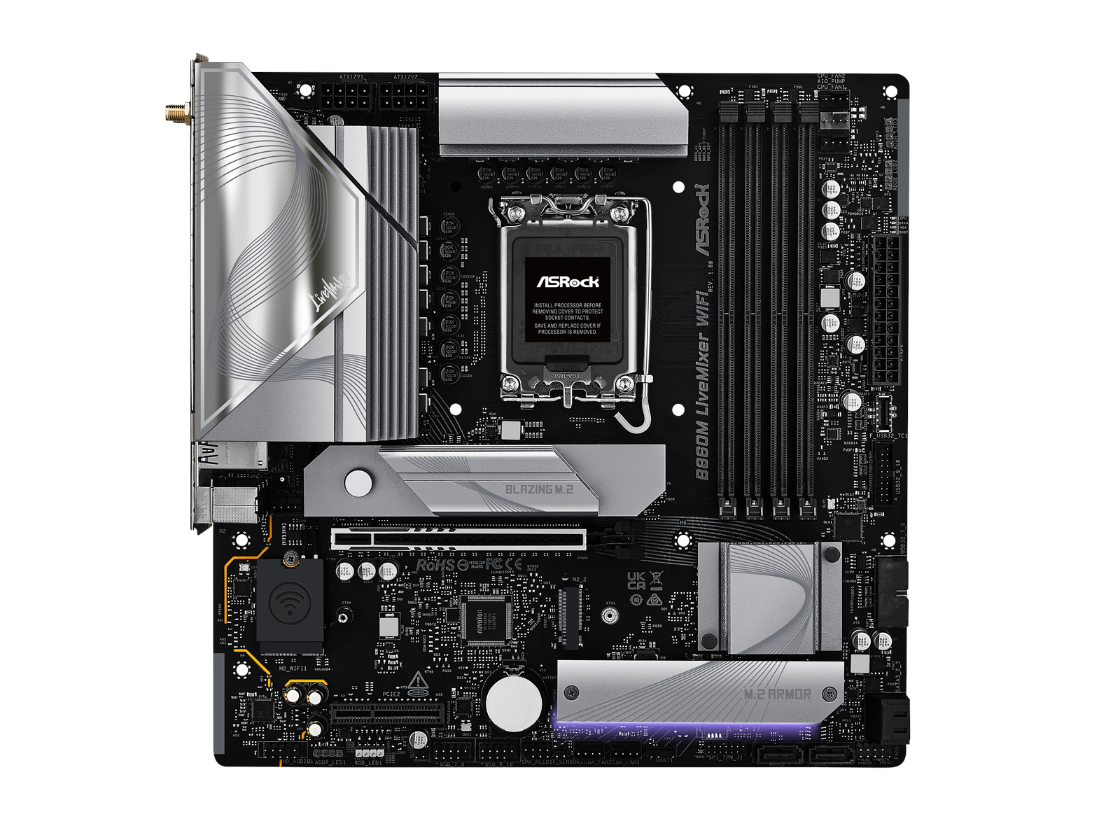 ASRock B860M LiveMixer WiFi Mainboard - Intel B860 - Intel LGA1851 socket - DDR5 RAM - Micro-ATX