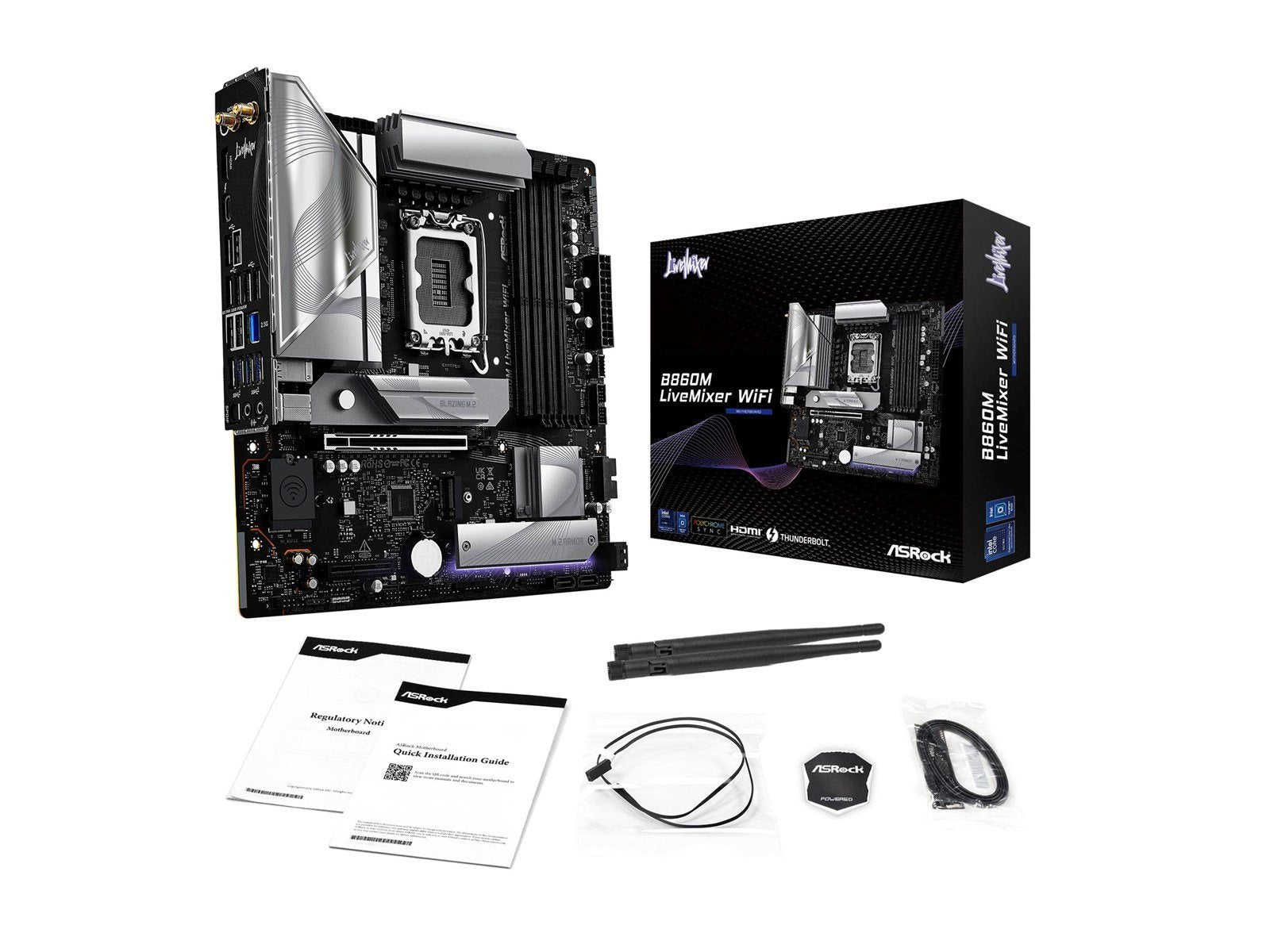 ASRock B860M LiveMixer WiFi Mainboard - Intel B860 - Intel LGA1851 socket - DDR5 RAM - Micro-ATX