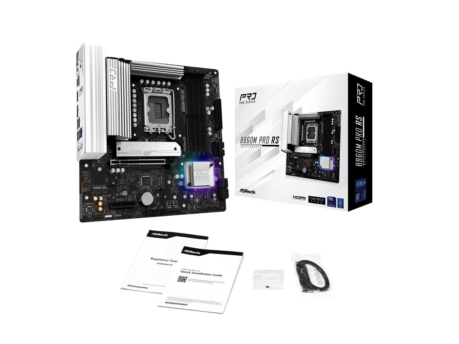 ASRock B860M Pro RS Mainboard - Intel B860 - Intel LGA1851 socket - DDR5 RAM - Micro-ATX