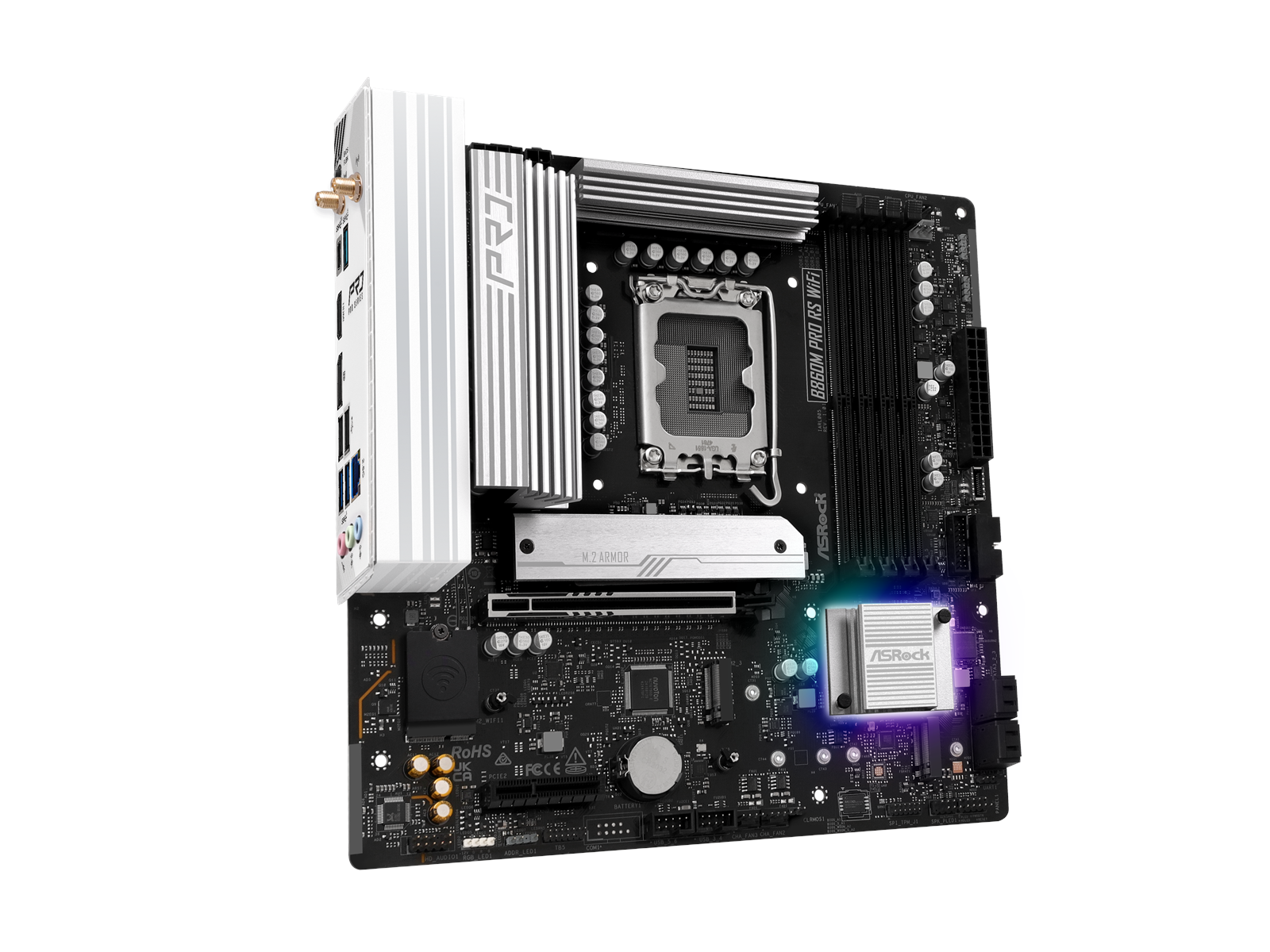 ASRock B860M Pro RS WiFi Mainboard - Intel B860 - Intel LGA1851 socket - DDR5 RAM - Micro-ATX