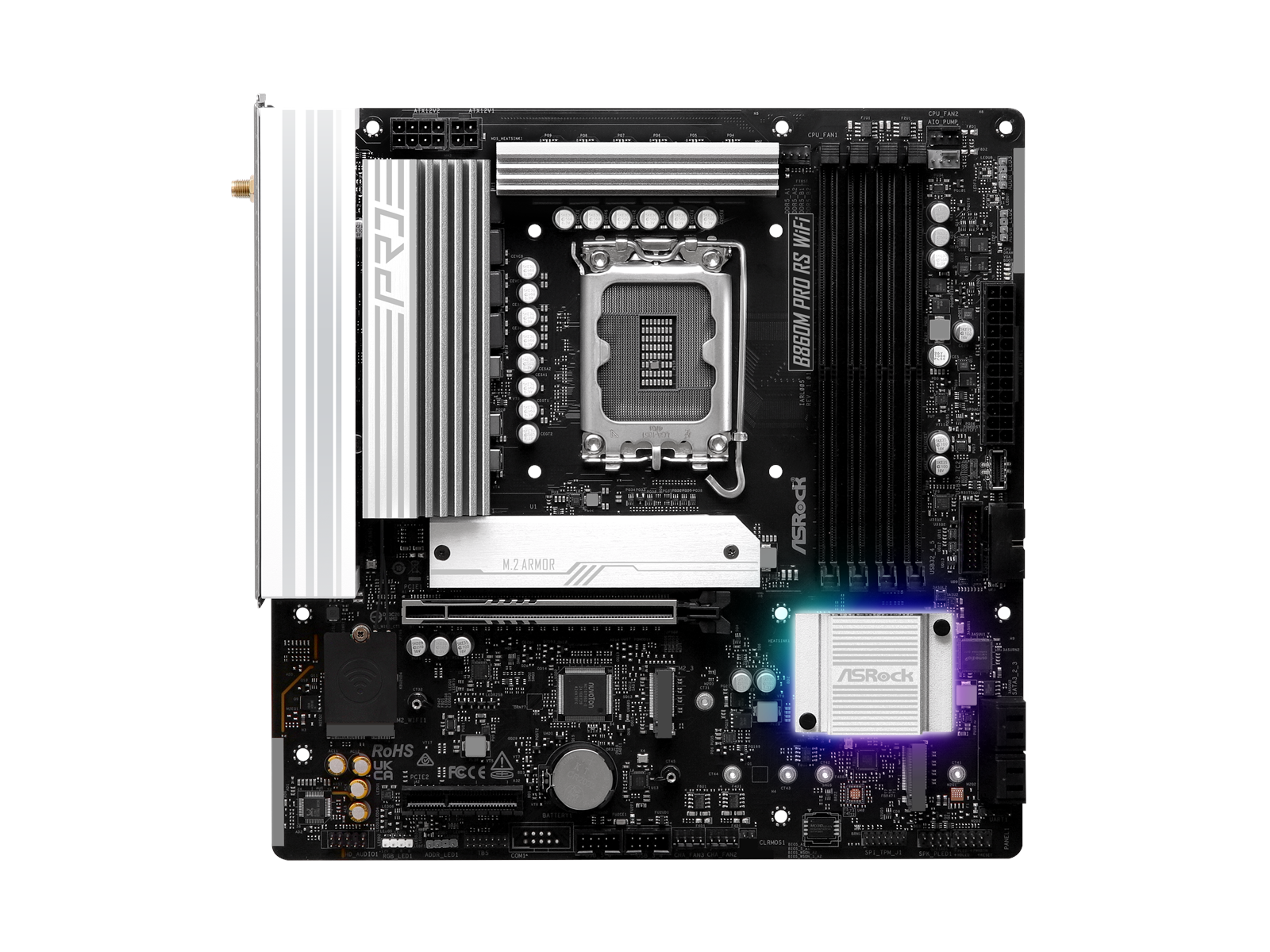 ASRock B860M Pro RS WiFi Mainboard - Intel B860 - Intel LGA1851 socket - DDR5 RAM - Micro-ATX