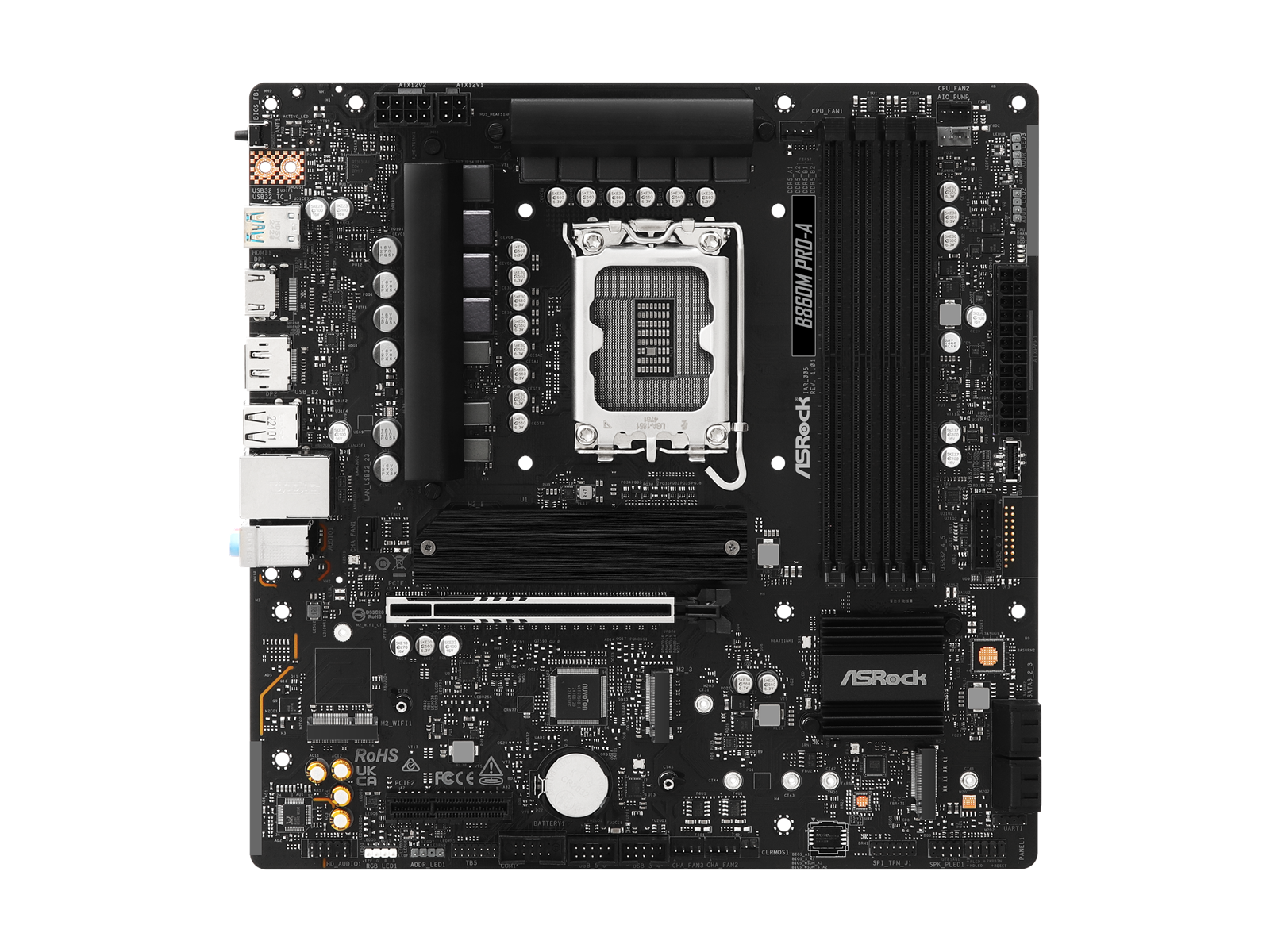 ASRock B860M Pro-A Mainboard - Intel B860 - Intel LGA1851 socket - DDR5 RAM - Micro-ATX