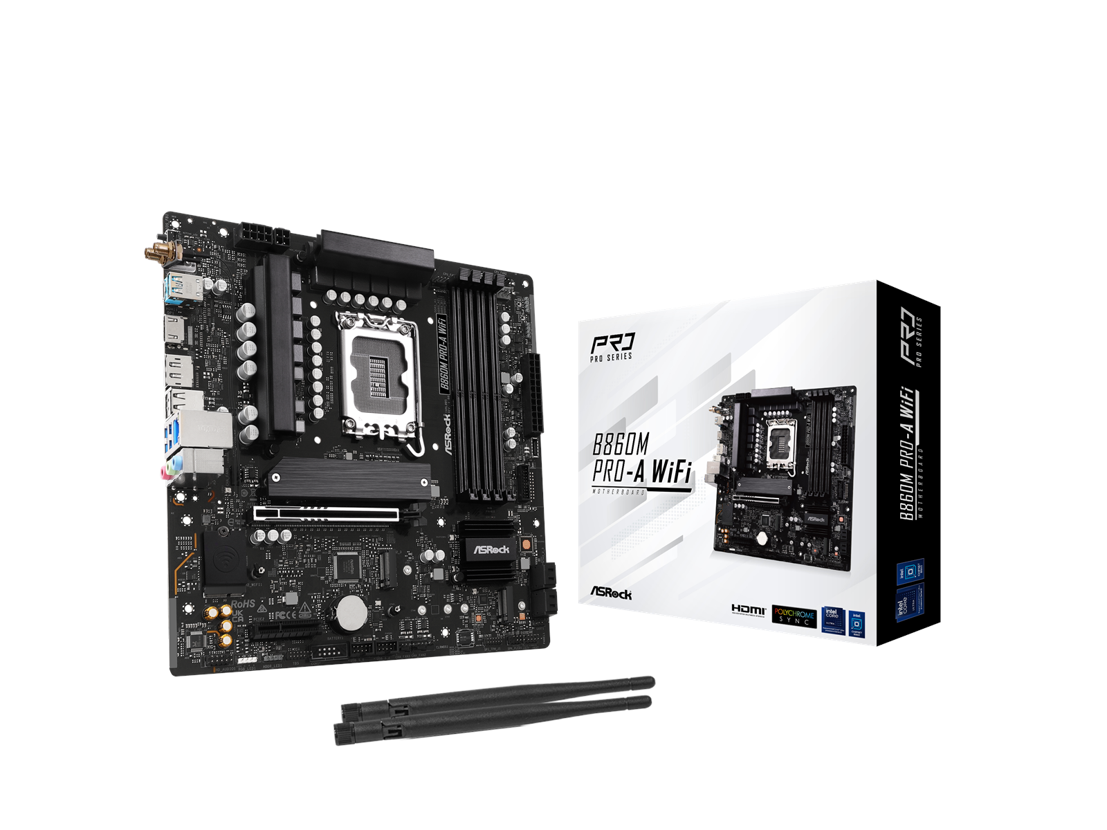 ASRock B860M Pro-A WiFi Mainboard - Intel B860 - Intel LGA1851 socket - DDR5 RAM - Micro-ATX