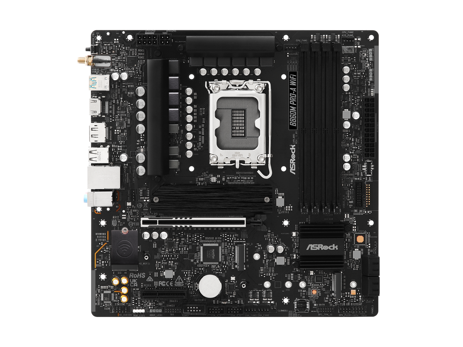 ASRock B860M Pro-A WiFi Mainboard - Intel B860 - Intel LGA1851 socket - DDR5 RAM - Micro-ATX