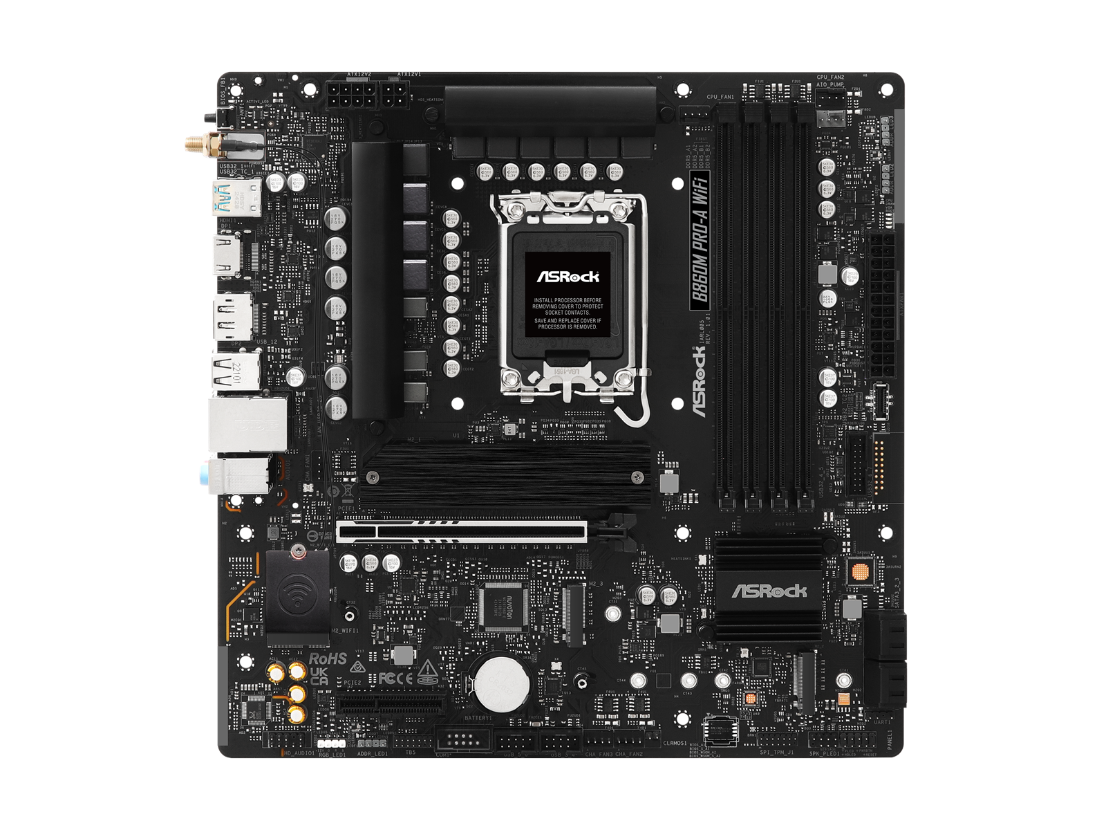 ASRock B860M Pro-A WiFi Mainboard - Intel B860 - Intel LGA1851 socket - DDR5 RAM - Micro-ATX