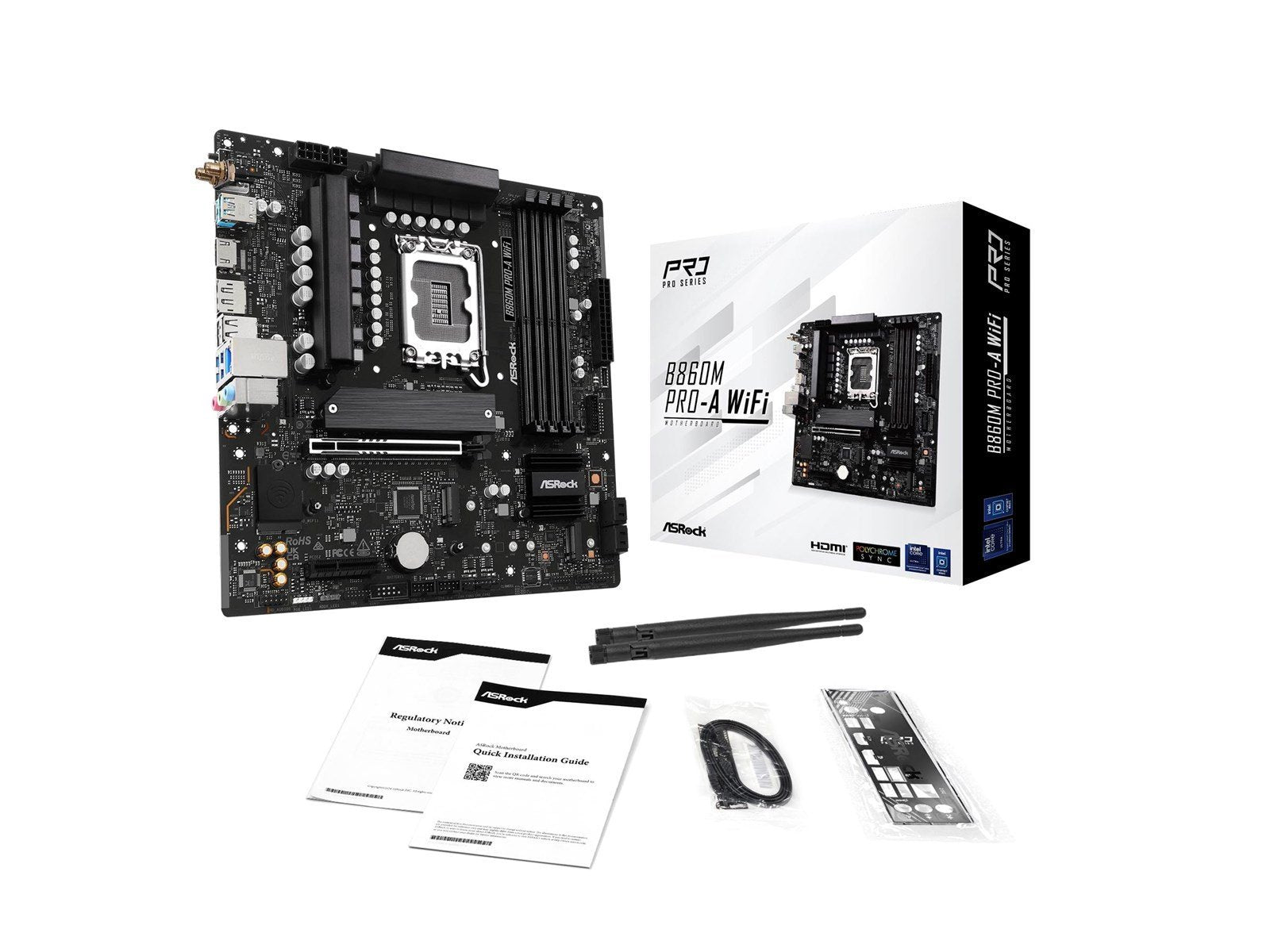 ASRock B860M Pro-A WiFi Mainboard - Intel B860 - Intel LGA1851 socket - DDR5 RAM - Micro-ATX
