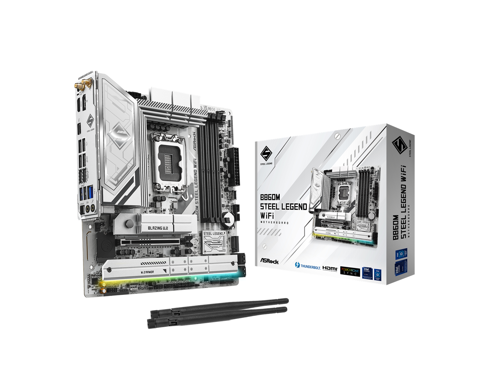 ASRock B860M Steel Legend WiFi Mainboard - Intel B860 - Intel LGA1851 socket - DDR5 RAM - Micro-ATX