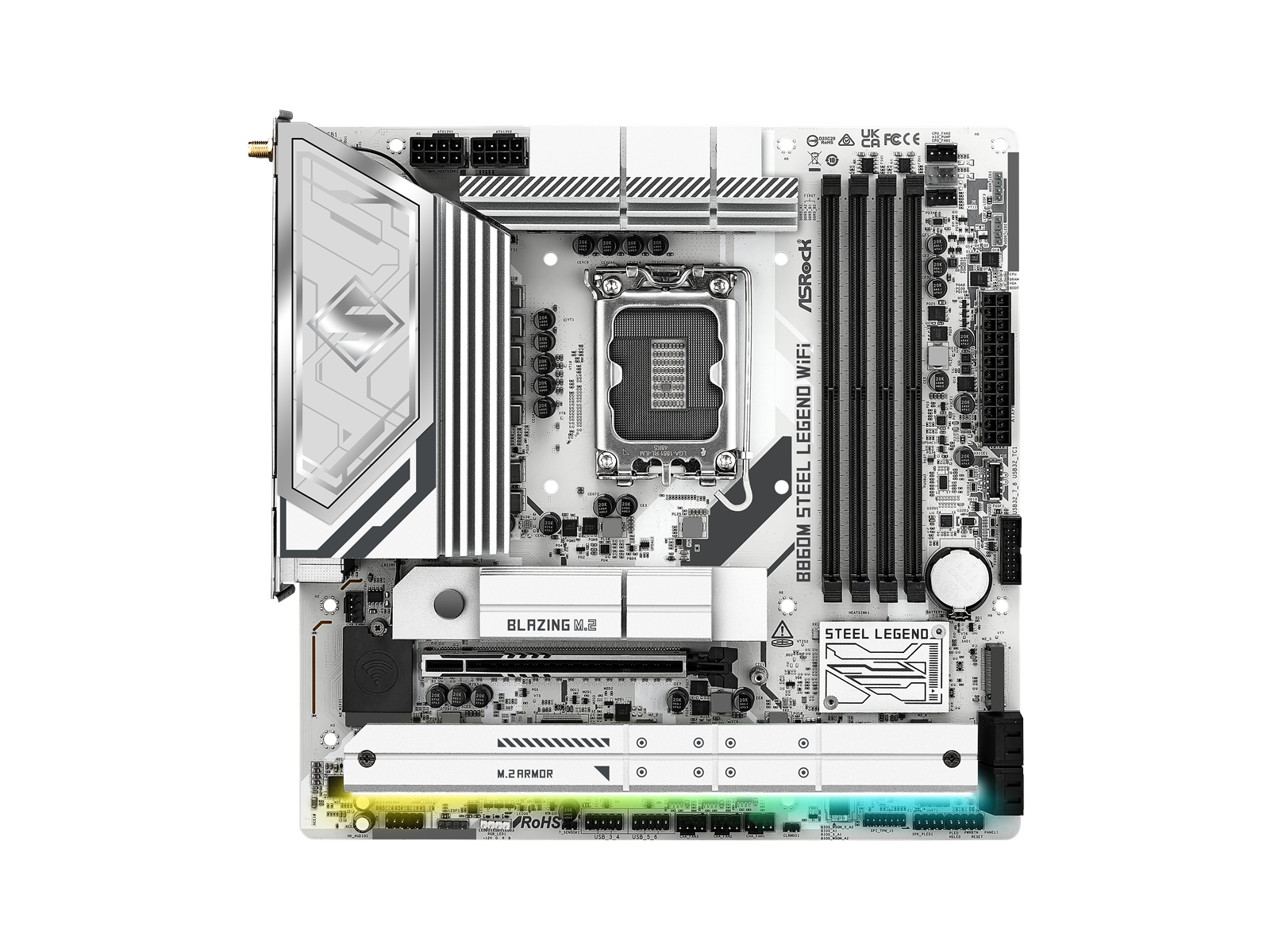 ASRock B860M Steel Legend WiFi Mainboard - Intel B860 - Intel LGA1851 socket - DDR5 RAM - Micro-ATX
