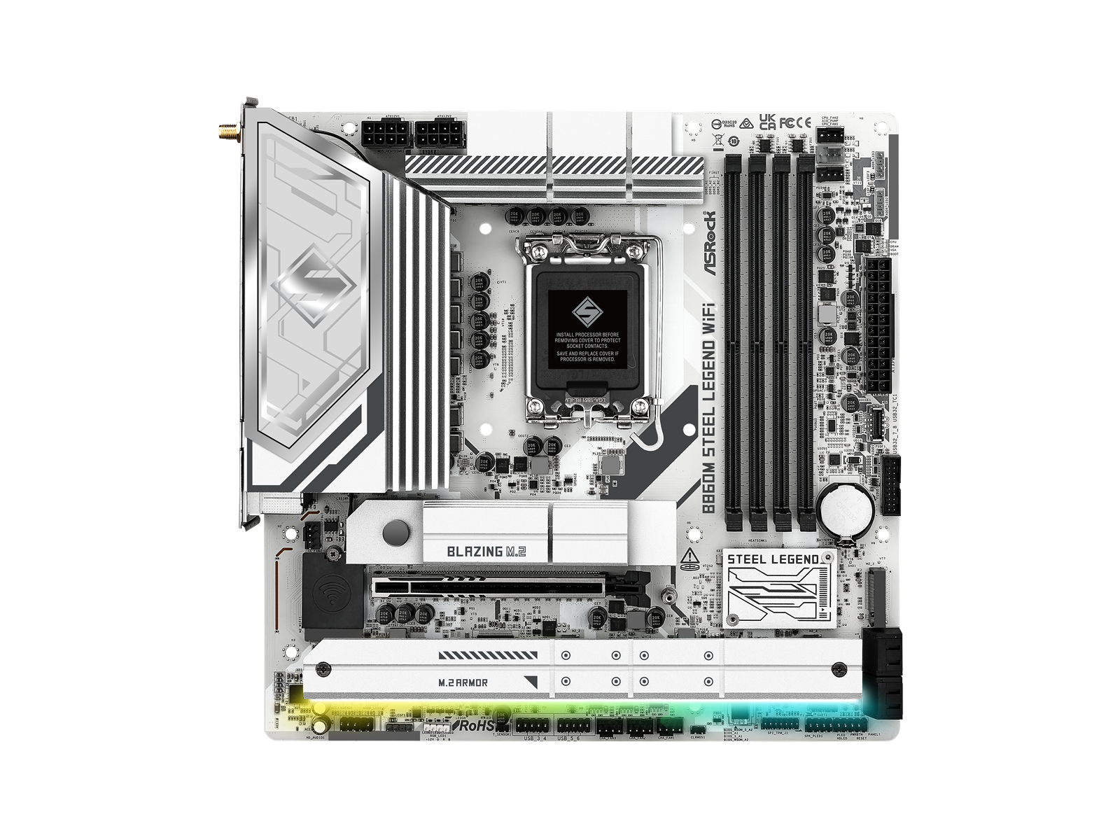 ASRock B860M Steel Legend WiFi Mainboard - Intel B860 - Intel LGA1851 socket - DDR5 RAM - Micro-ATX