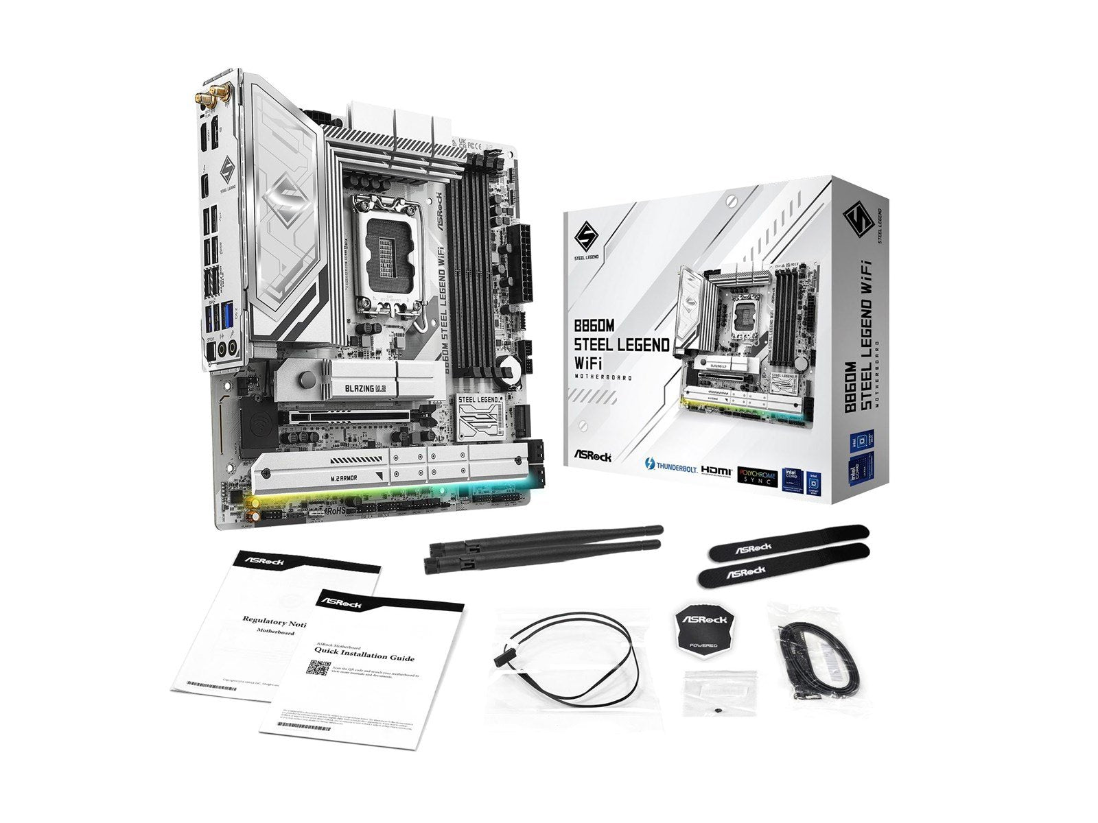 ASRock B860M Steel Legend WiFi Mainboard - Intel B860 - Intel LGA1851 socket - DDR5 RAM - Micro-ATX