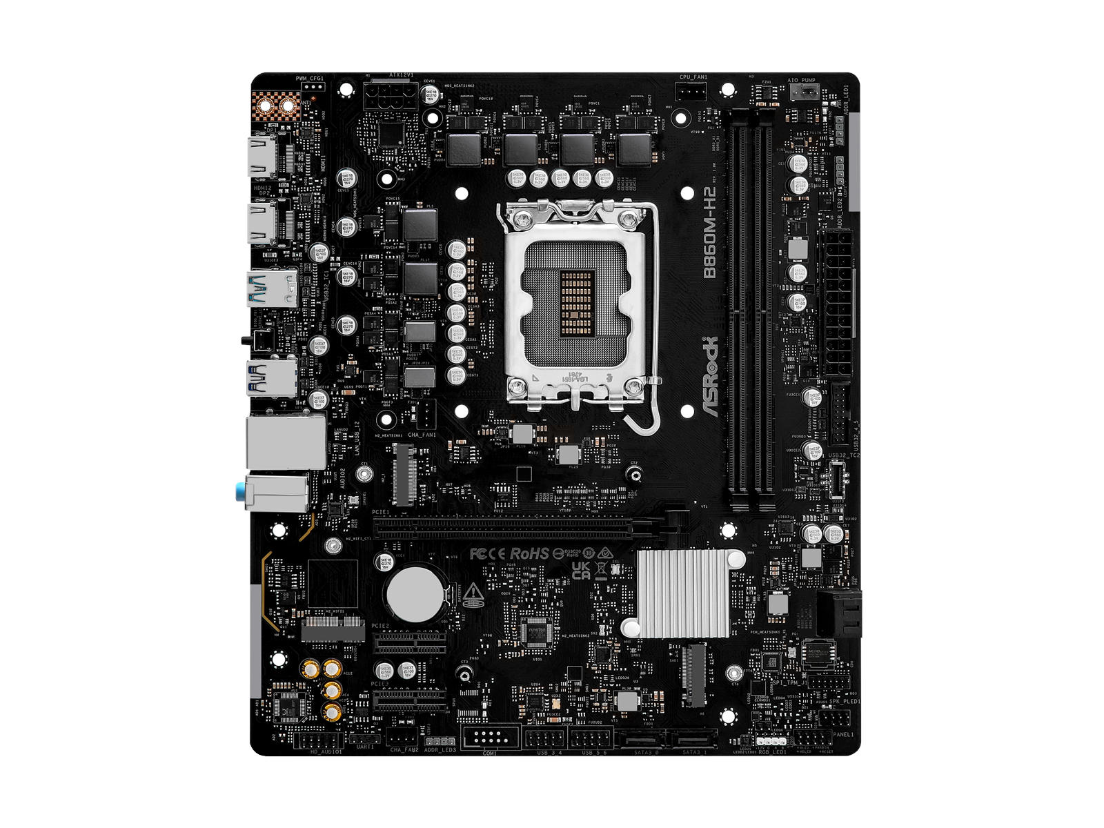 ASRock B860M-H2 Mainboard - Intel B860 - Intel LGA1851 socket - DDR5 RAM - Micro-ATX