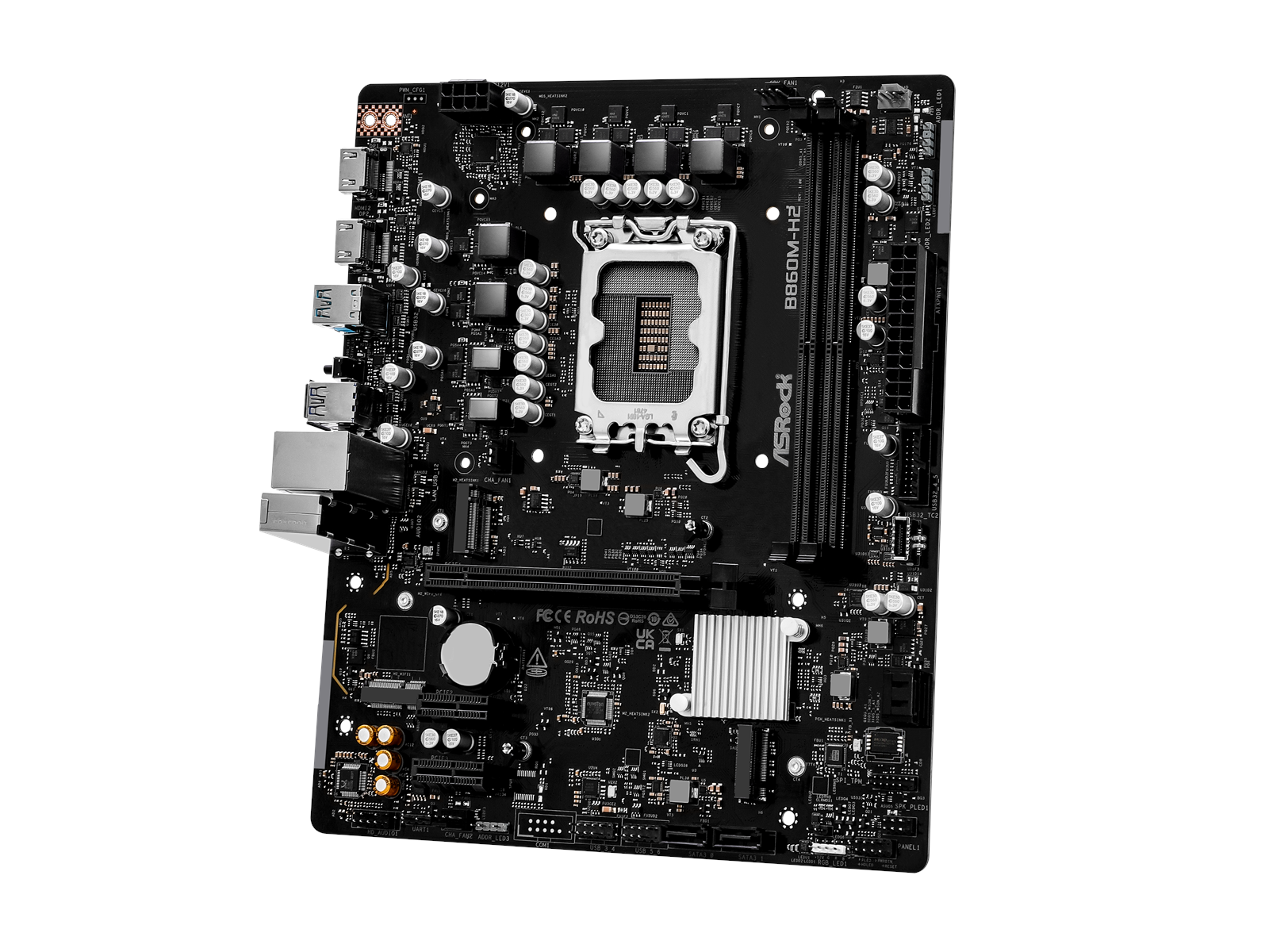 ASRock B860M-H2 Mainboard - Intel B860 - Intel LGA1851 socket - DDR5 RAM - Micro-ATX