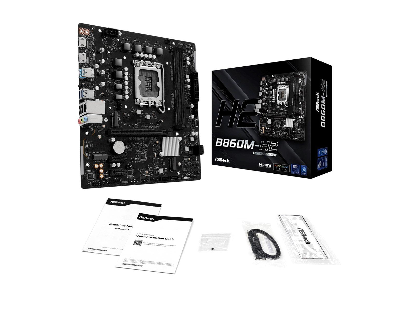 ASRock B860M-H2 Mainboard - Intel B860 - Intel LGA1851 socket - DDR5 RAM - Micro-ATX
