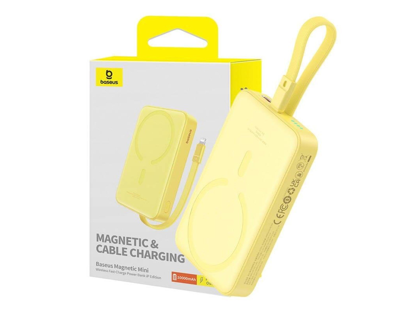 Baseus Magnetic Mini 10000mAh 20W MagSafe Magnetic Power Bank (Yellow) Powerbank (Akku) - Gelb - 10000 mAh