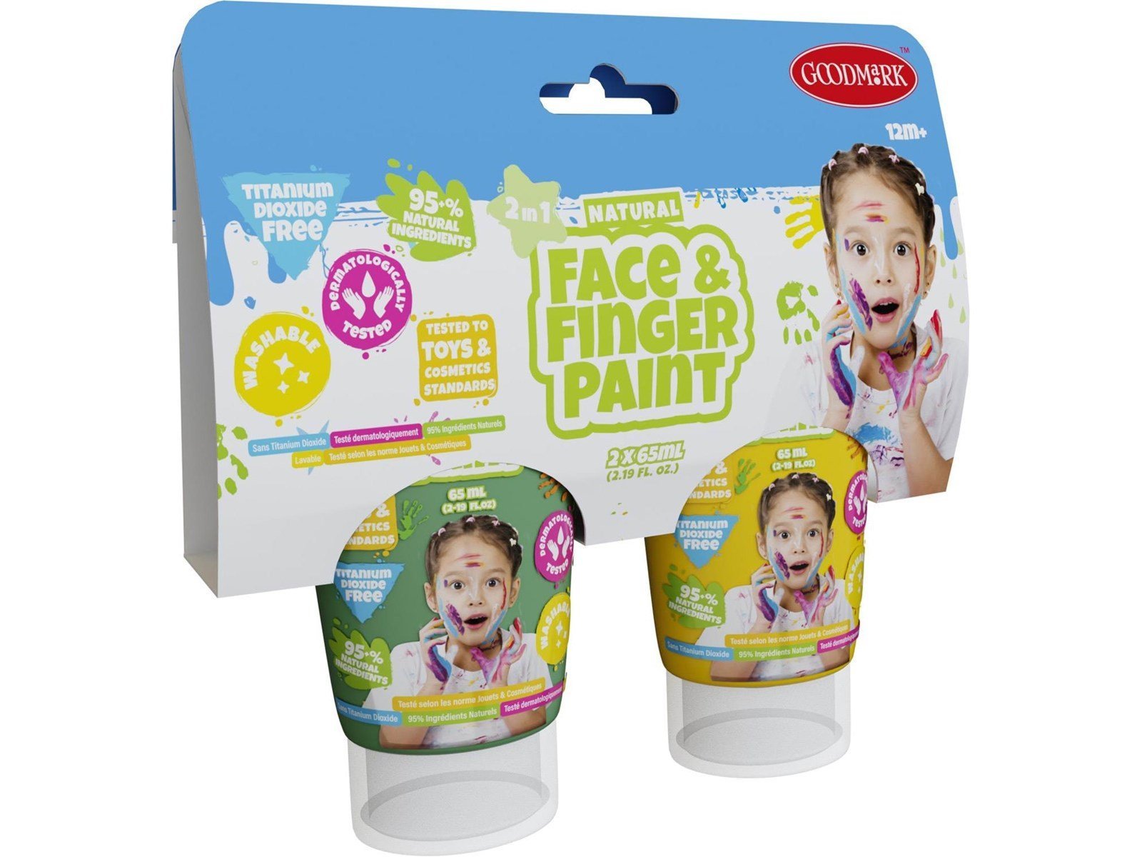 Boti Natural Face & Fingerpaint Tube - Green and Yellow 2x65ml