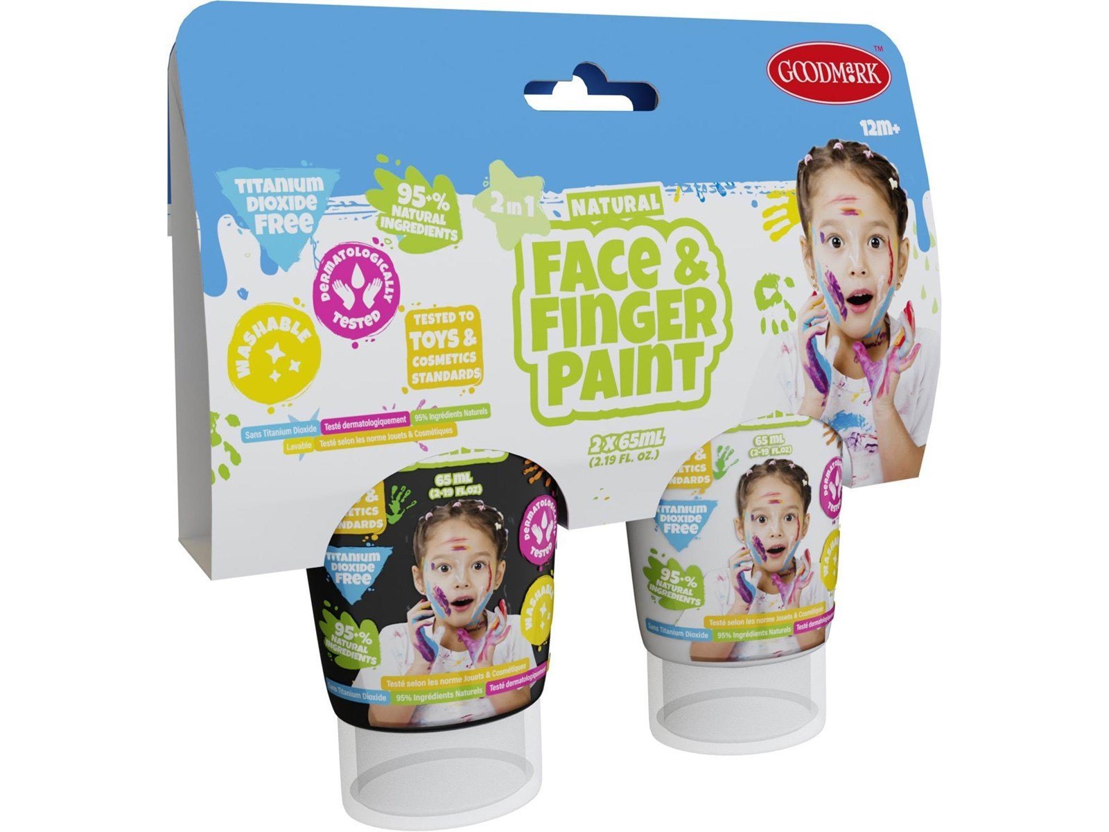 Boti Natural Face & Fingerpaint Tube - Black and White 2x65ml