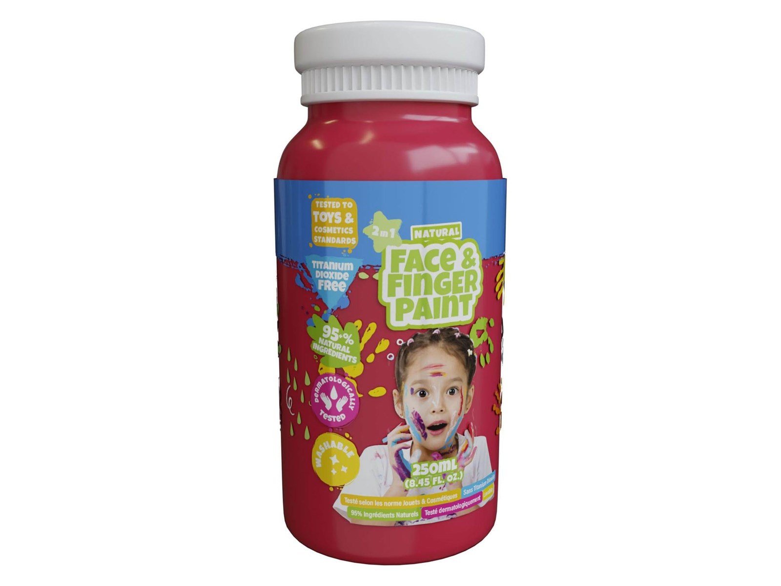 Boti Natural Face & Fingerpaint Bottle - Red 250ml