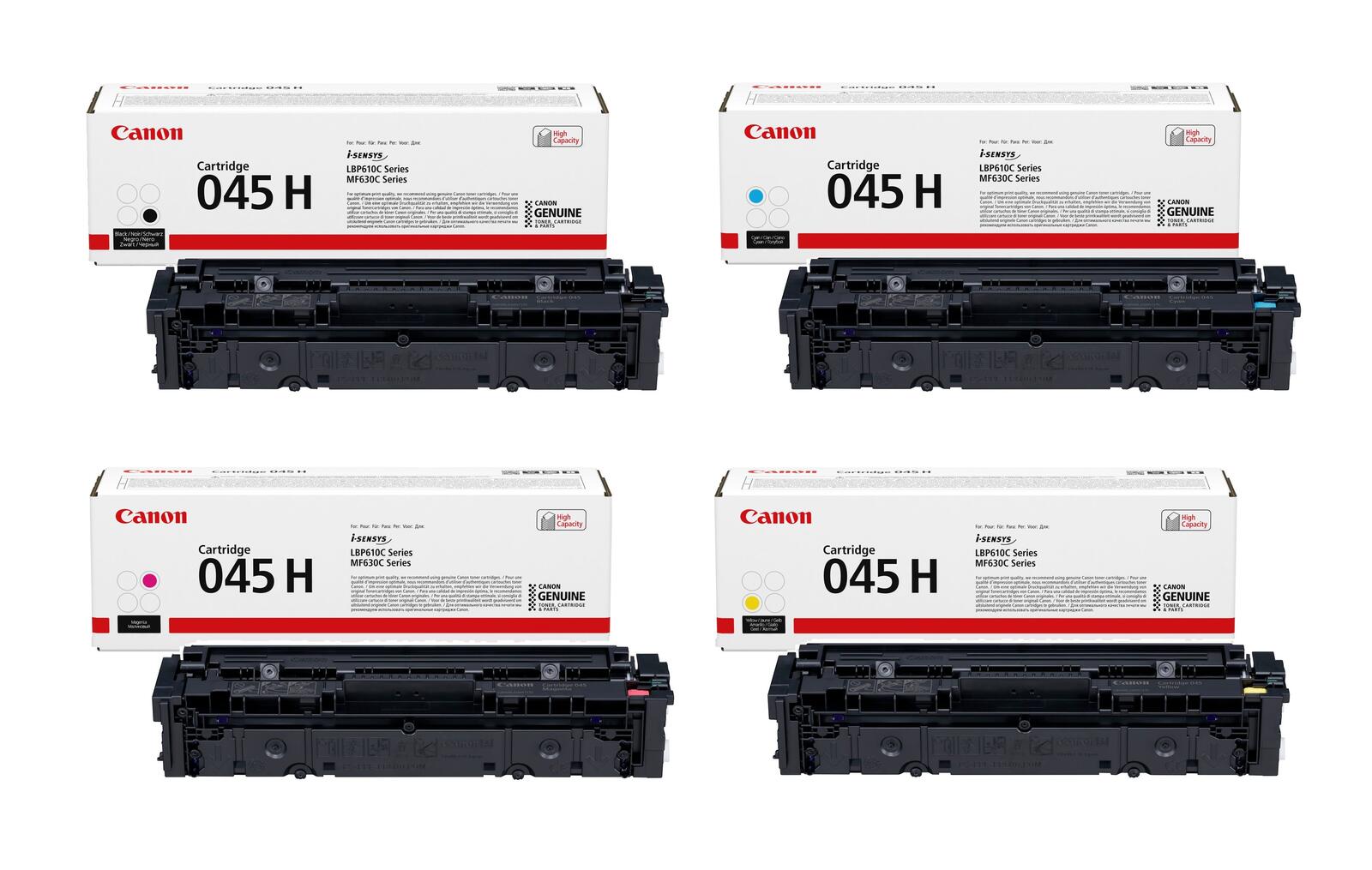 Canon Original Toner 045H 4er-Set (schwarz, cyan, magenta, gelb) hohe Ergiebigkeit (OP1246C002)