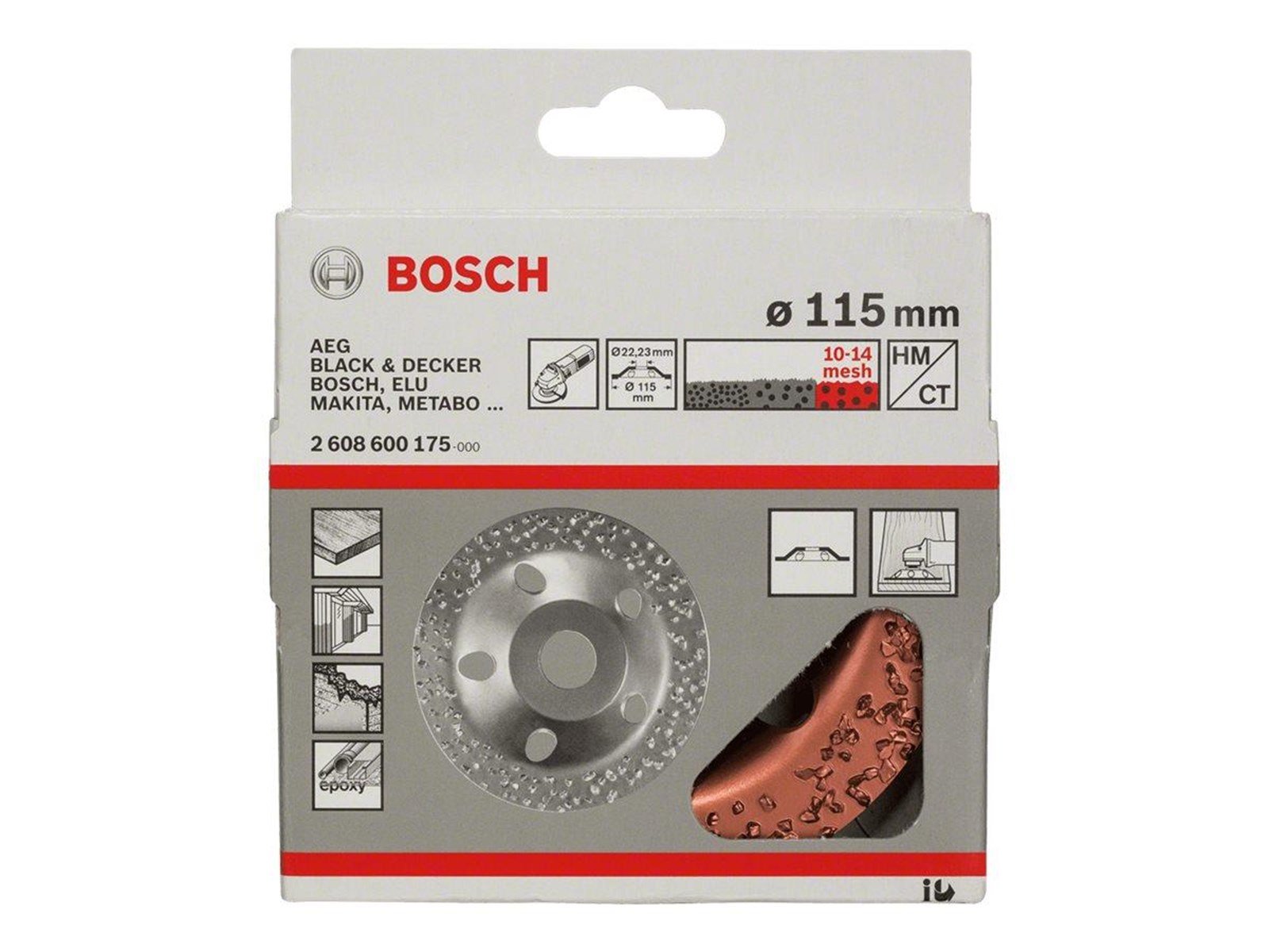 Bosch grinding cup - for wood concrete limestone fibreglass softwood hardwood tile adhesive marble rubber epoxy cork paint on wo