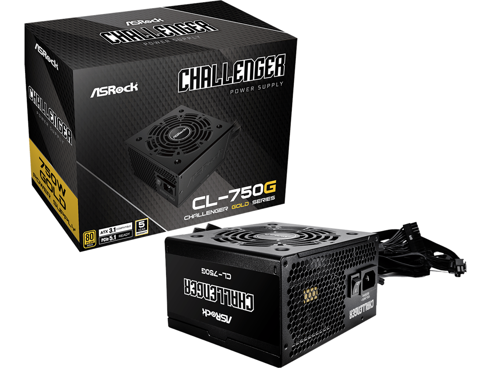 ASRock CL-750G Netzteile - 750 Watt - 130 mm - ATX 3.1 - 80 Plus Gold zertifiziert
