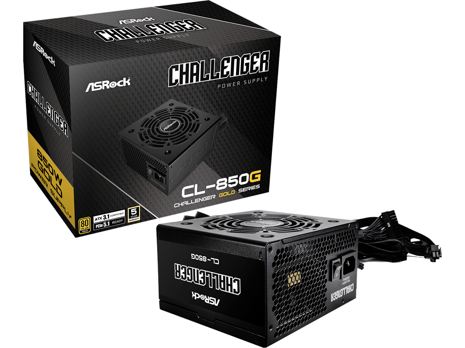 ASRock CL-850G Netzteile - 850 Watt - 120 mm - ATX 3.1 - 80 Plus Gold zertifiziert