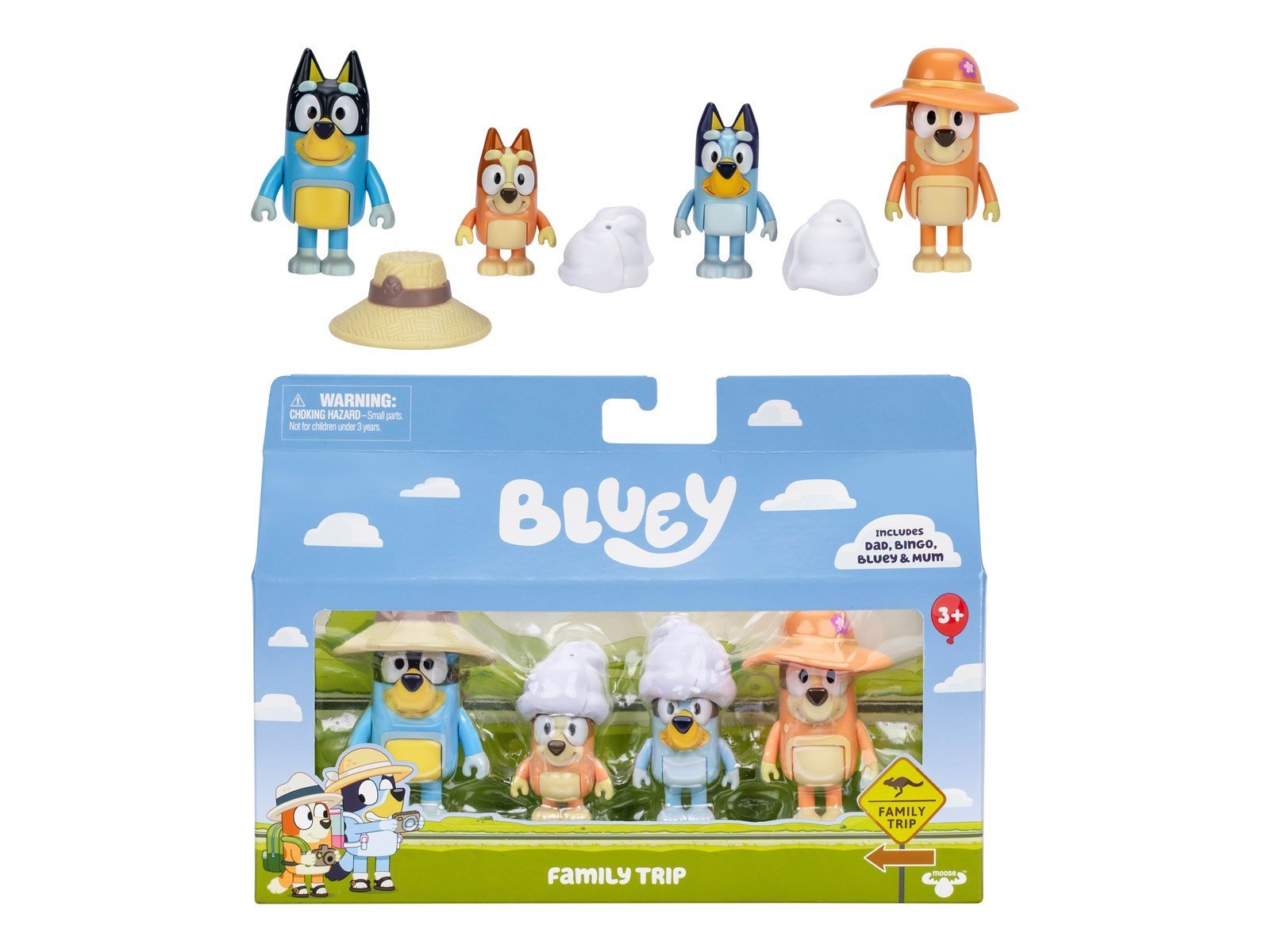 Bluey Holiday Figure 4pk Family Trip