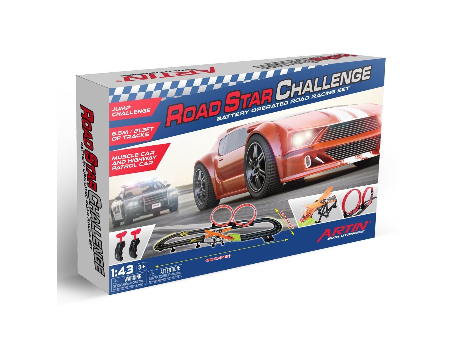 Artin Evolution Car Racing Set Road Star Challenge 6.5M Track