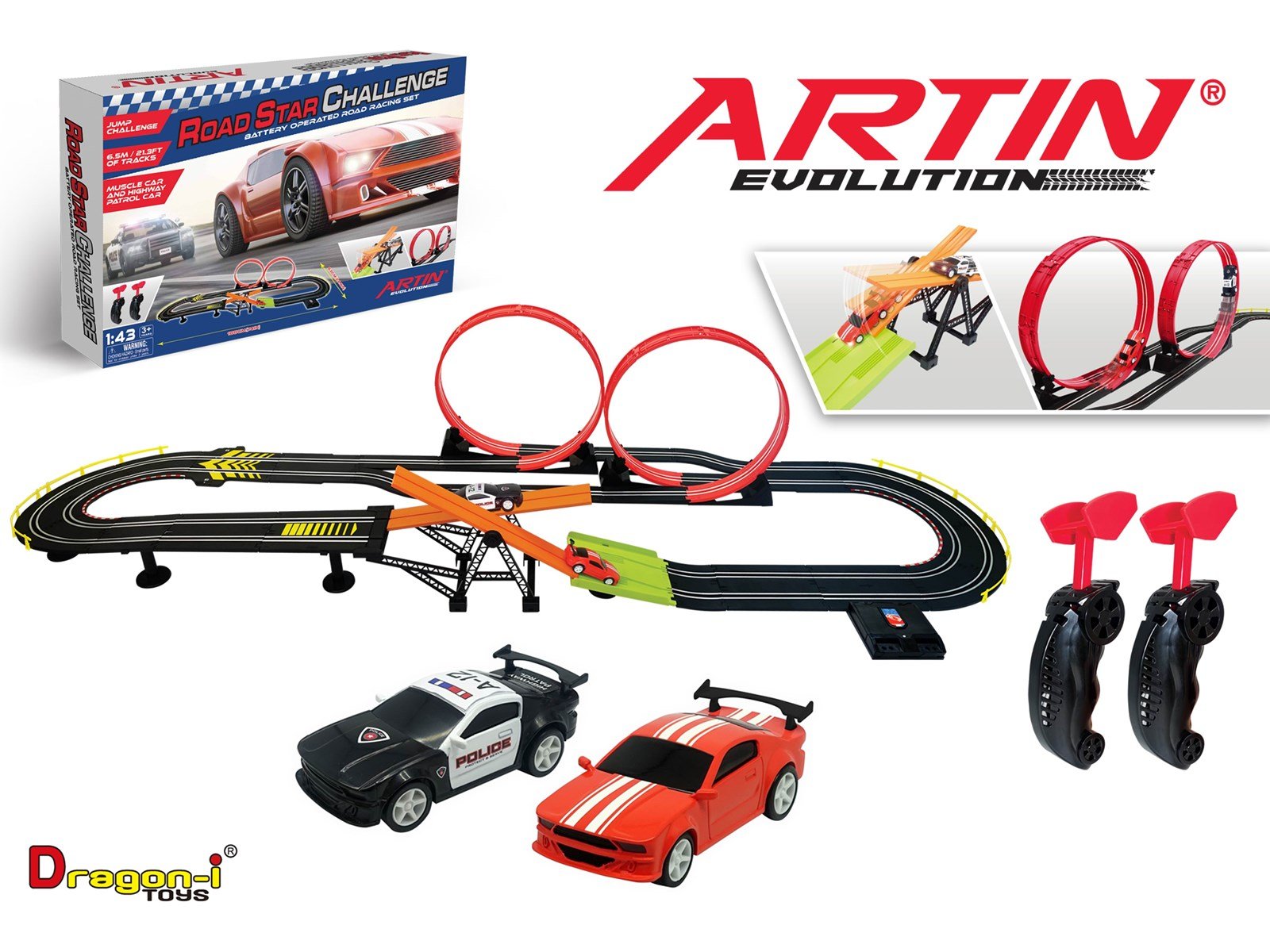Artin Evolution Car Racing Set Road Star Challenge 6.5M Track