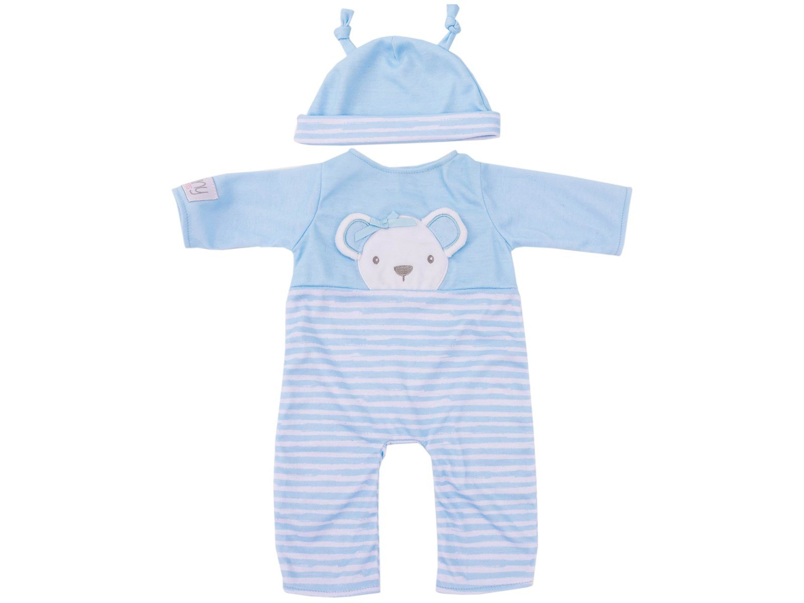 Tiny Treasures Doll with brown hair and blue outfit