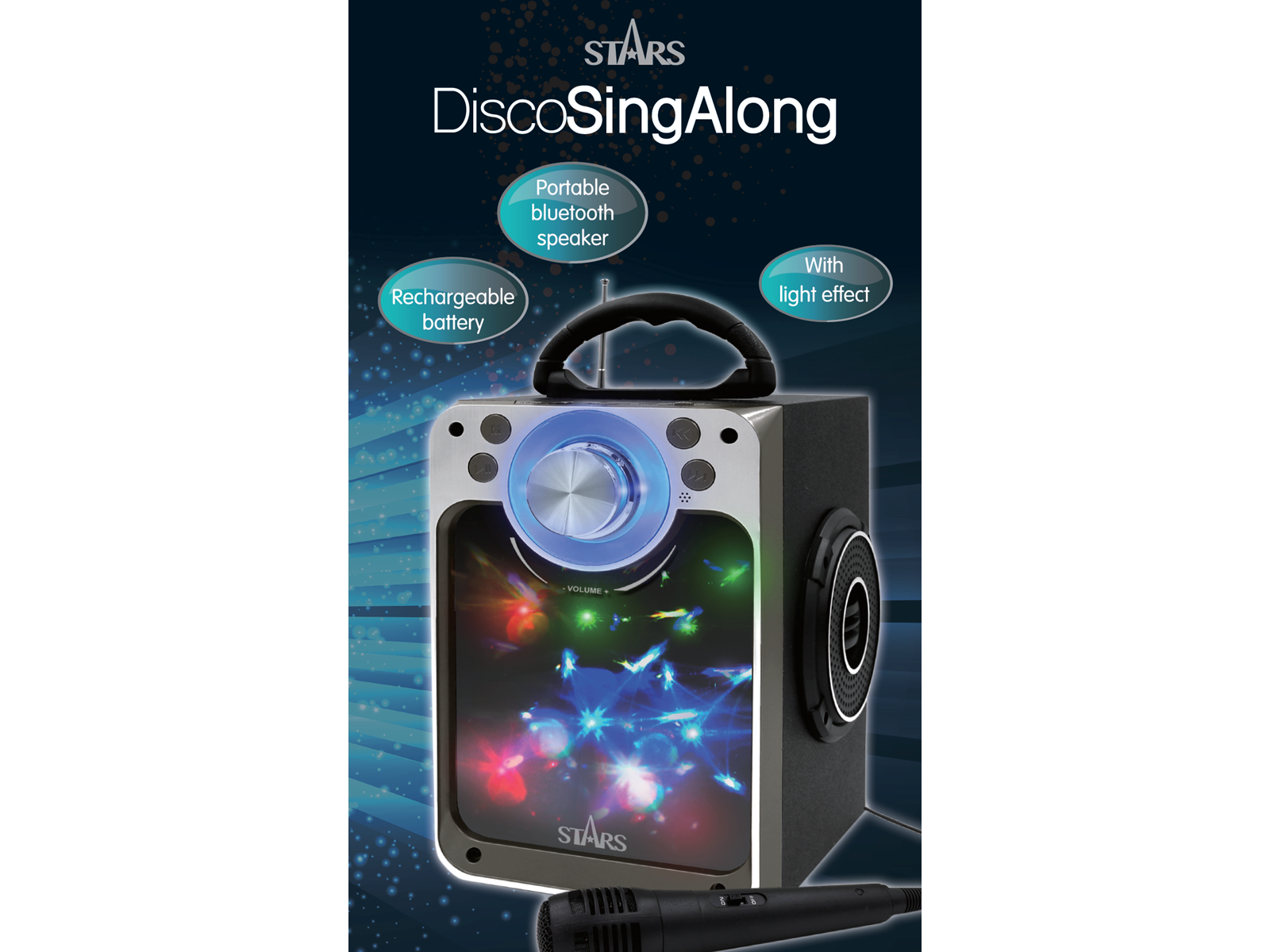 Stars Karaoke Machine with Blue Tooth Disco LED light Black