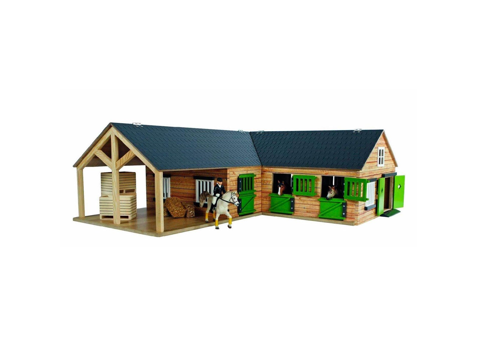 Kids Globe - Horse Corner Stable with 3 Boxes and Storage 1:24