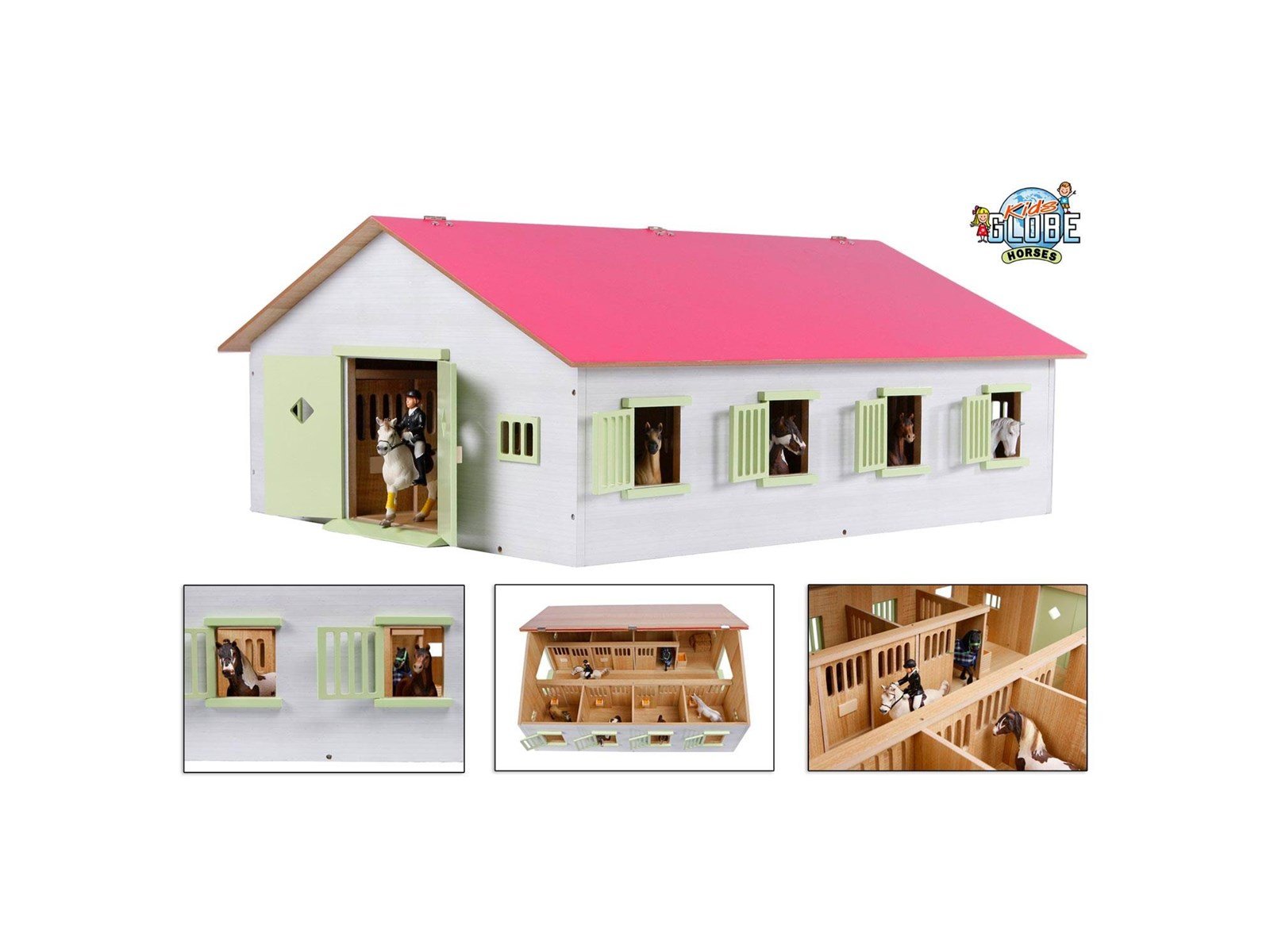 Kids Globe - Horse Stable Pink with 7 Boxes 1:24
