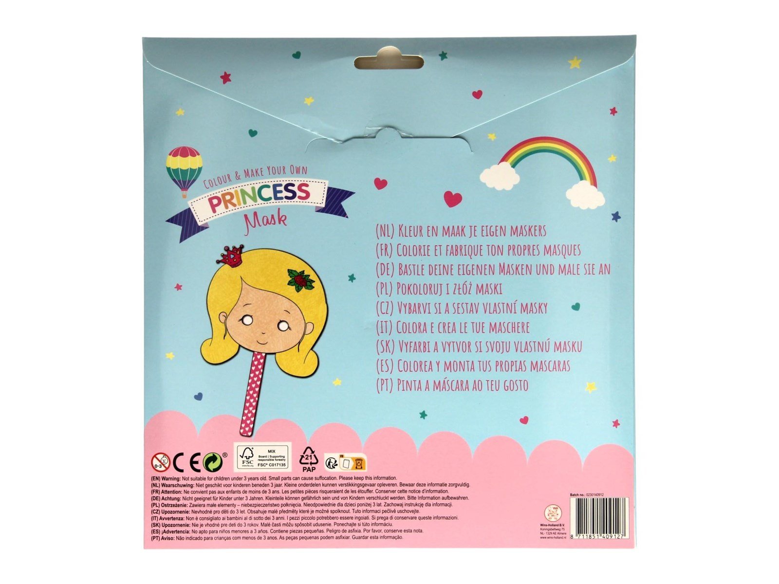 Wins Holland - Color and Make Your Own Masks - Princess 4pcs.