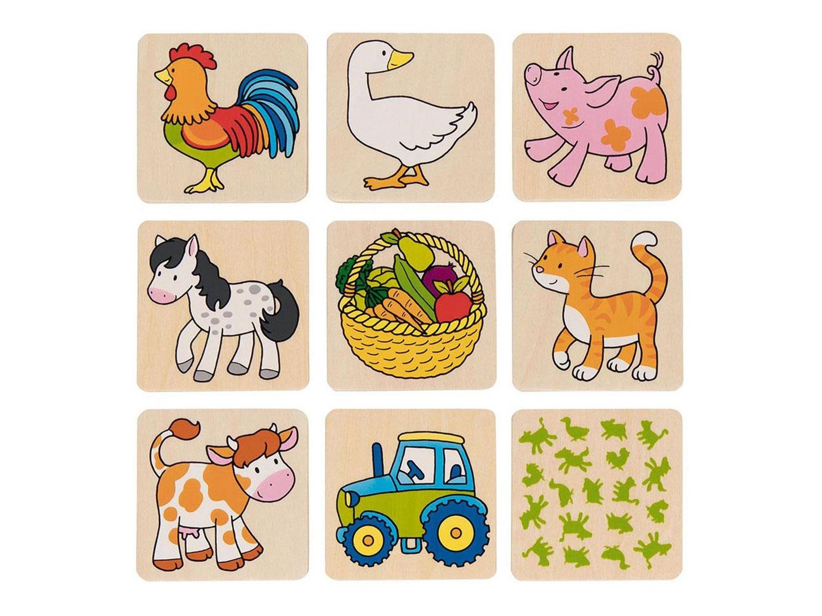 Goki - Wooden Memo Game Farm Animals