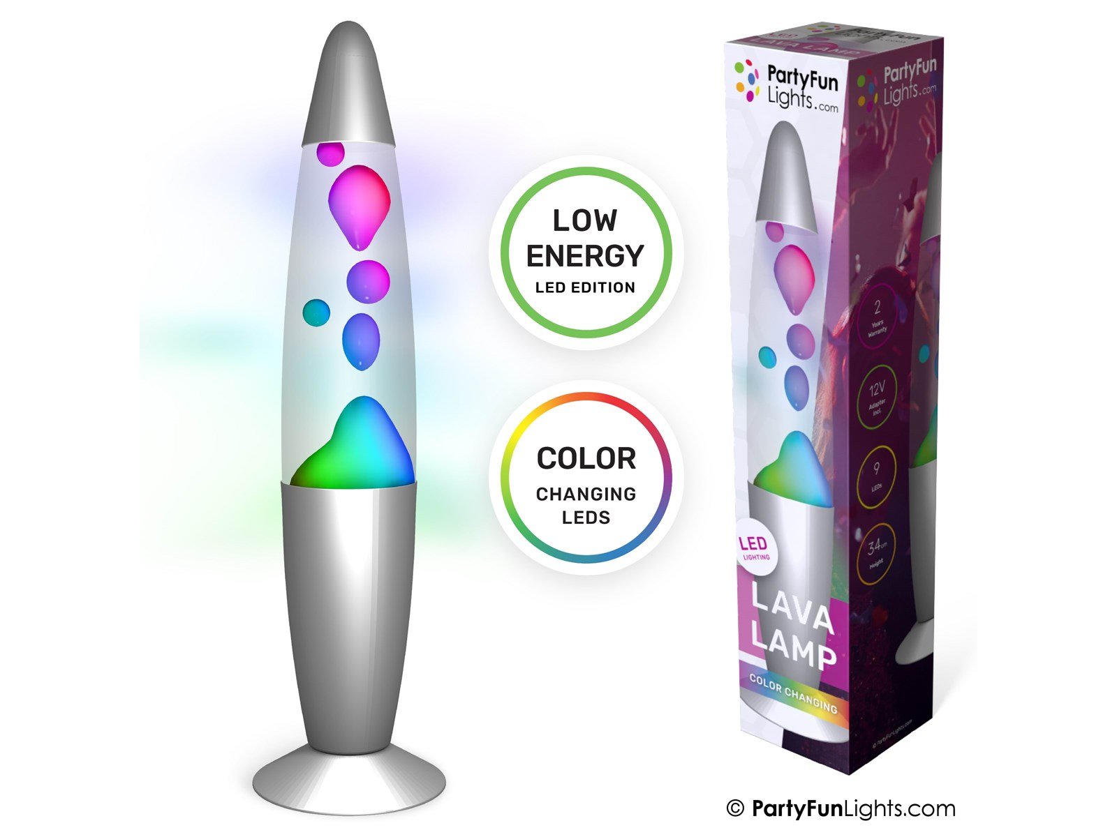 Party Funlight Lava lampe - Multifarvet H: 34cm