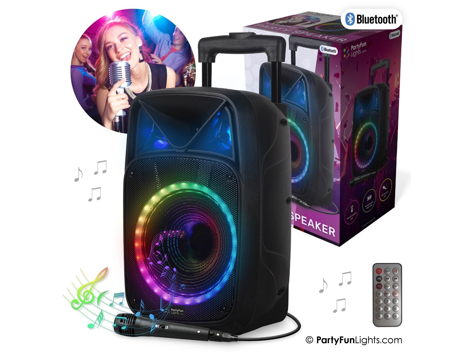 Party Funlight Karaoke party højttaler med håndtag & hjul