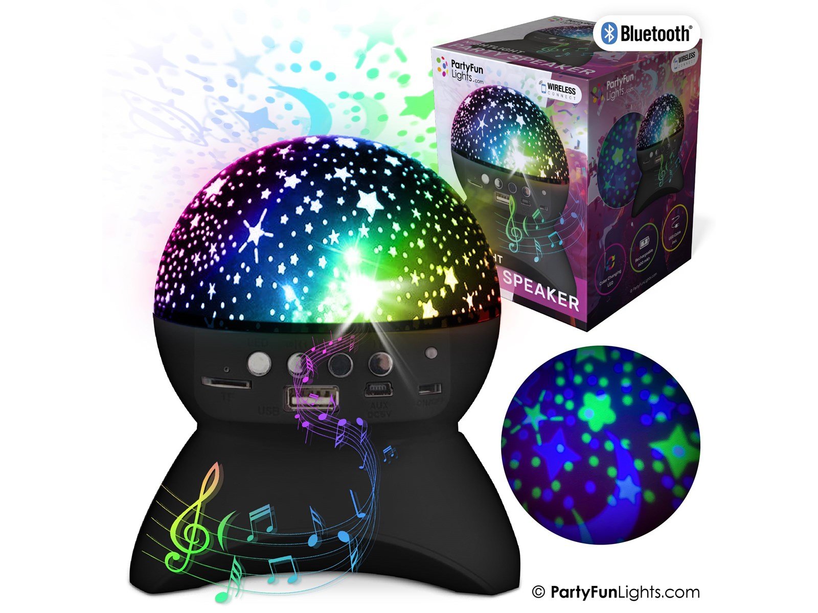 Party Funlight Stjernehimmel Bluetooth højttaler - Sort