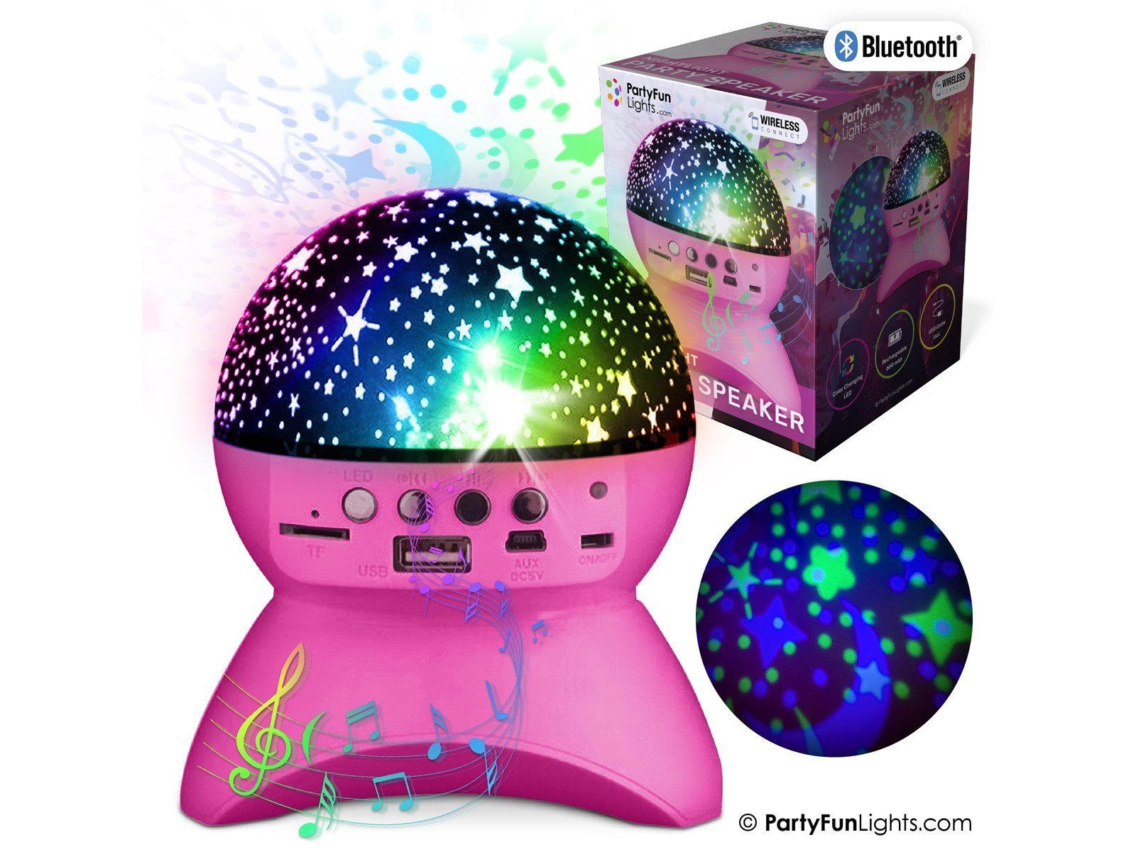 Party Funlight Stjernehimmel Bluetooth højttaler - Pink