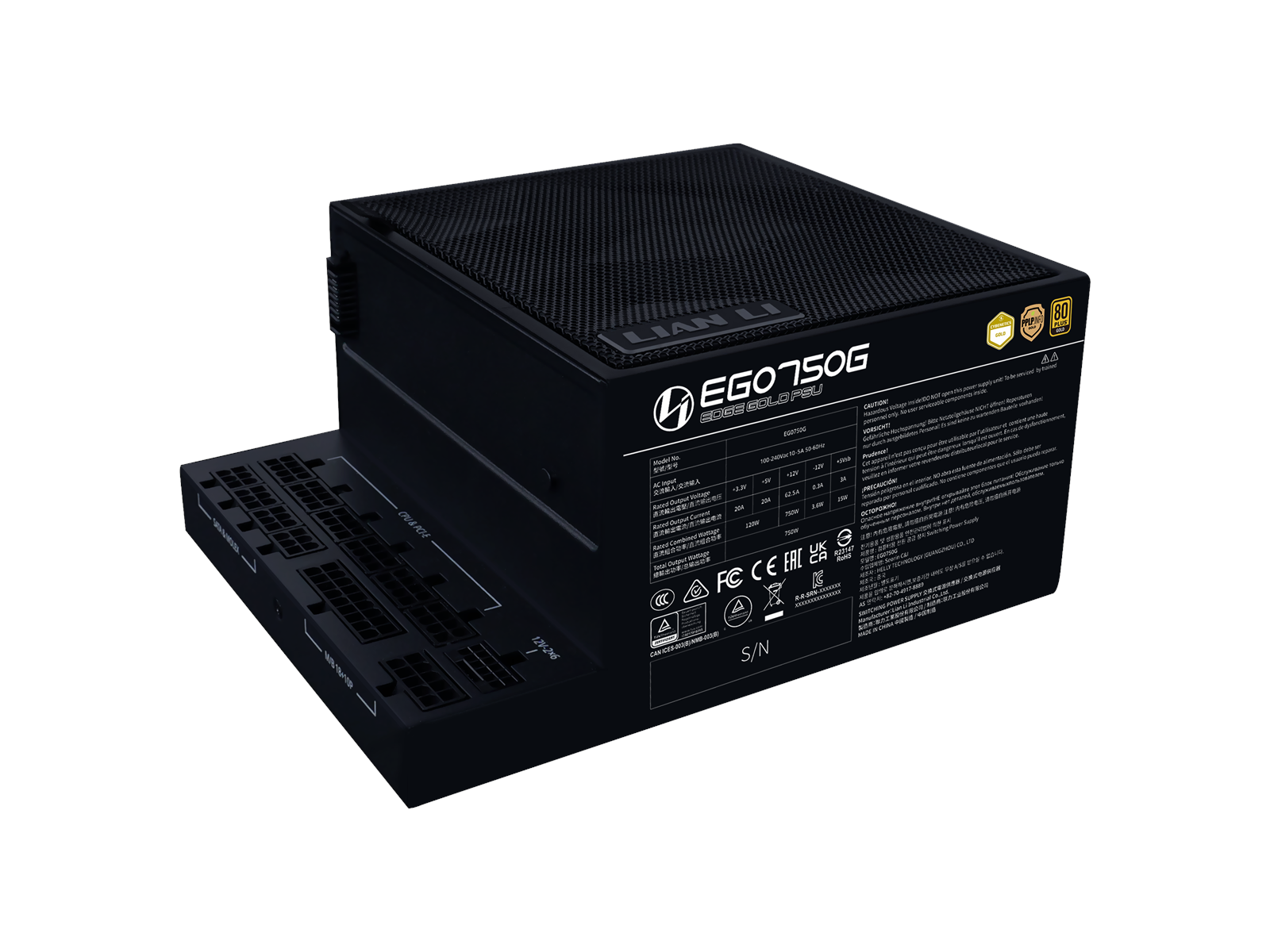 Lian Li Edge Gold 750W Black Netzteile - 750 Watt - 120 mm - ATX 3.1 - 80 Plus Gold zertifiziert
