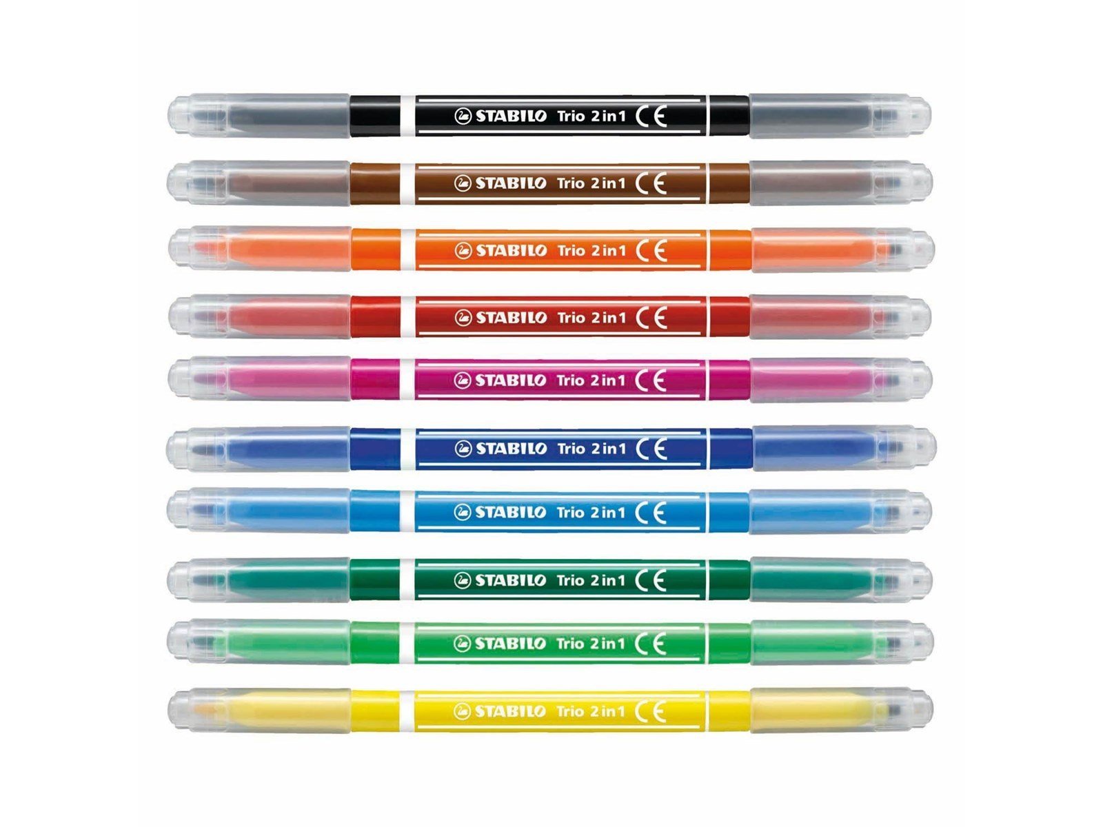 STABILO Trio 2 in 1 - Felt-tip pen and fineliner in one - Set of 10 pieces