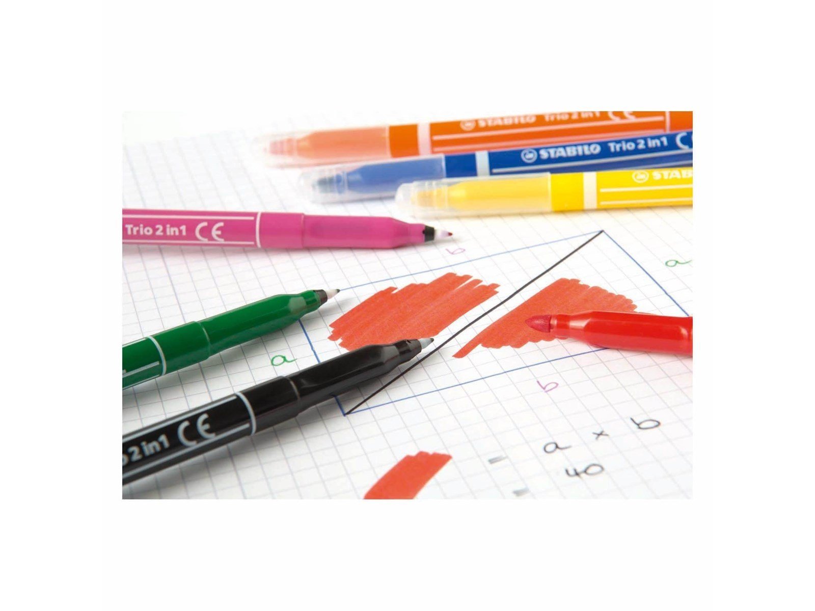 STABILO Trio 2 in 1 - Felt-tip pen and fineliner in one - Set of 10 pieces